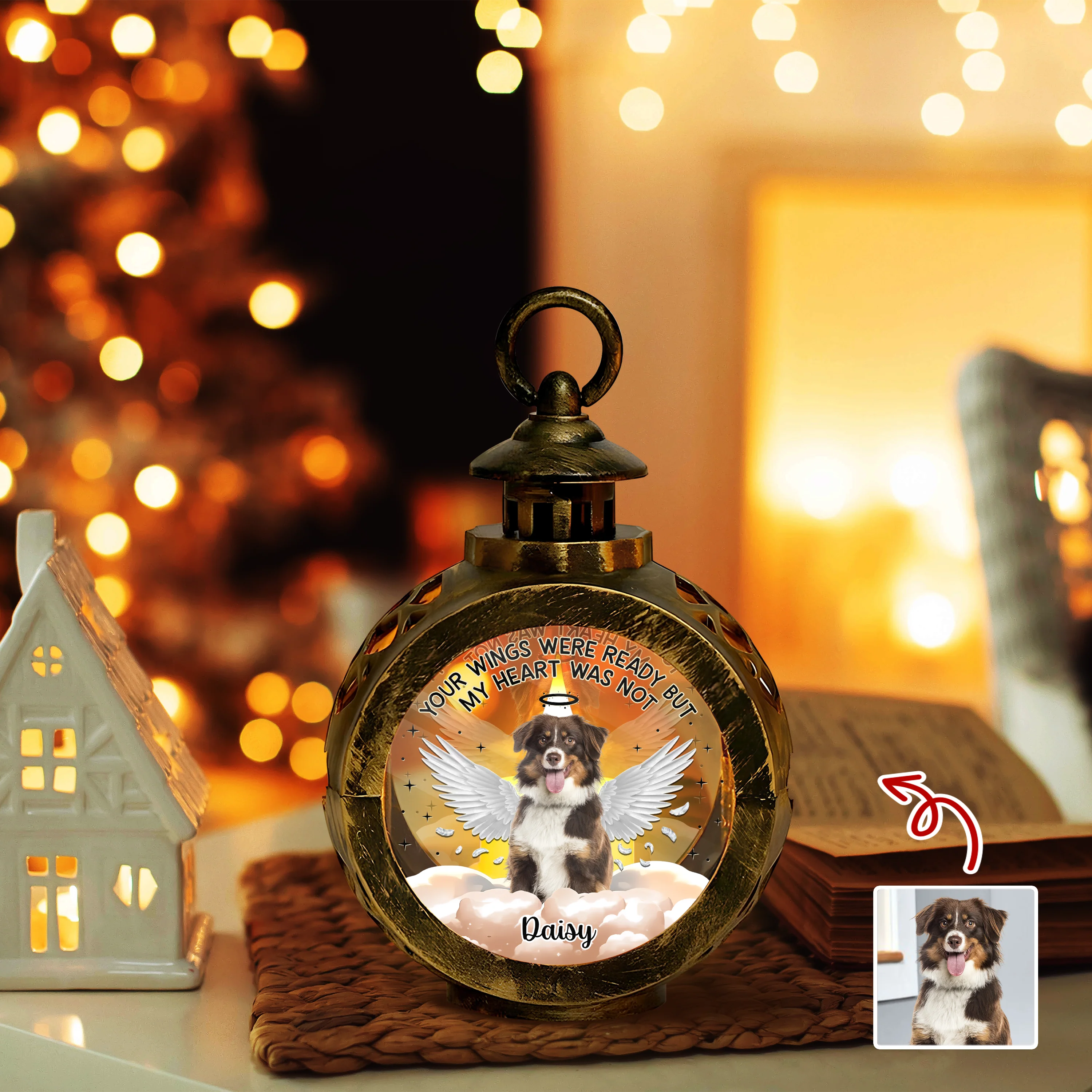 Custom Photo Your Wings Were Ready But My Heart Was Not Dog Candlelight Lantern Ornament HO82 894864 - Image 4