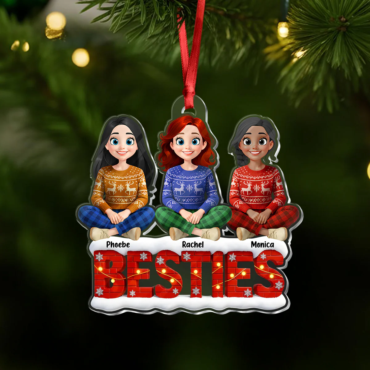 Snowy Brick Wall Besties Sisters Personalized Gift For Christmas Acrylic Ornament LM32 895947 - Image 10