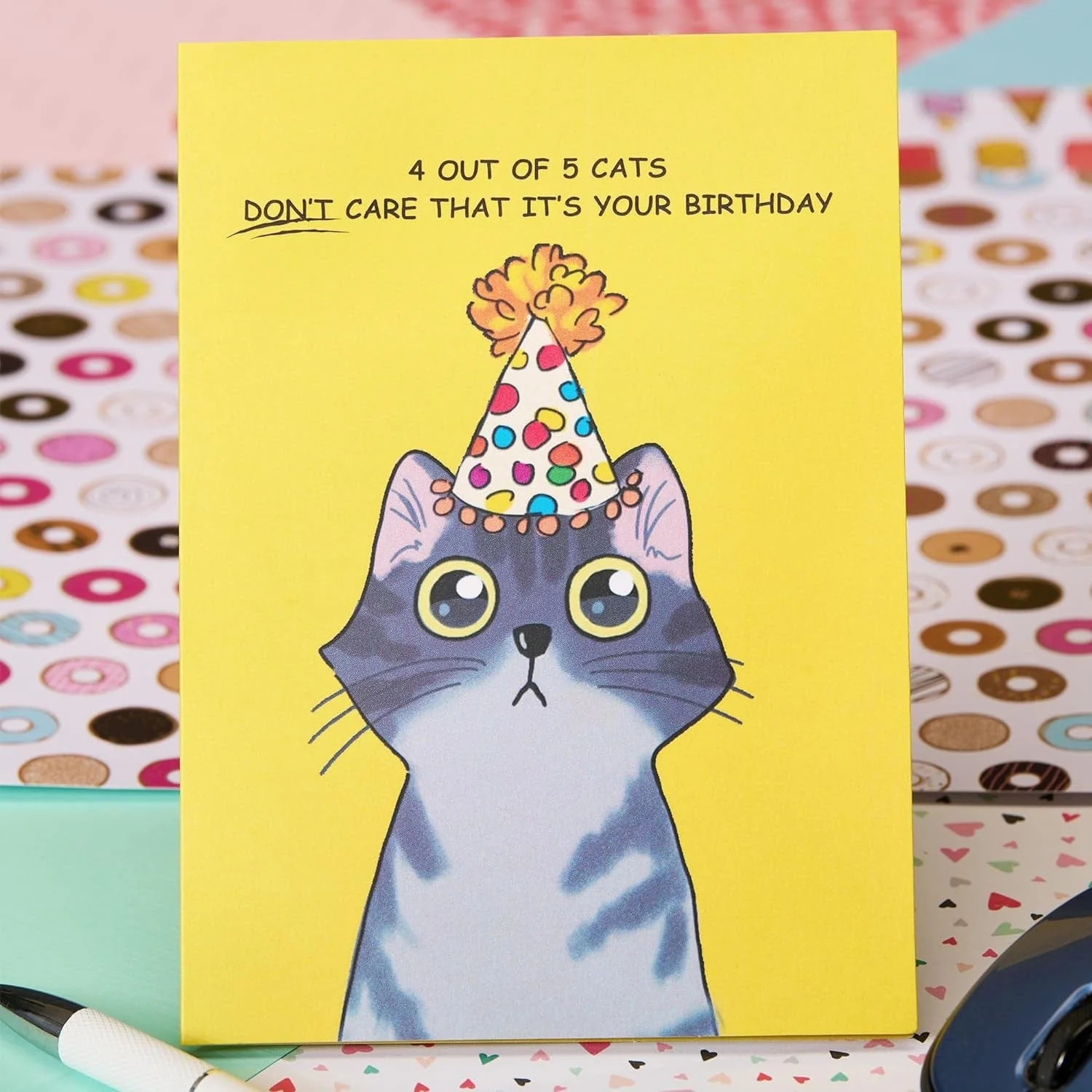,Purr-Fect Pop up Birthday Card, 3D Cat Farting Confetti Funny Birthday Card, Cat Mom or Dad Bday Popup Cards for Husband, Wife, Friend, and Every Cat Lover, 1 Notepaper, 1 Envelope - Image 3