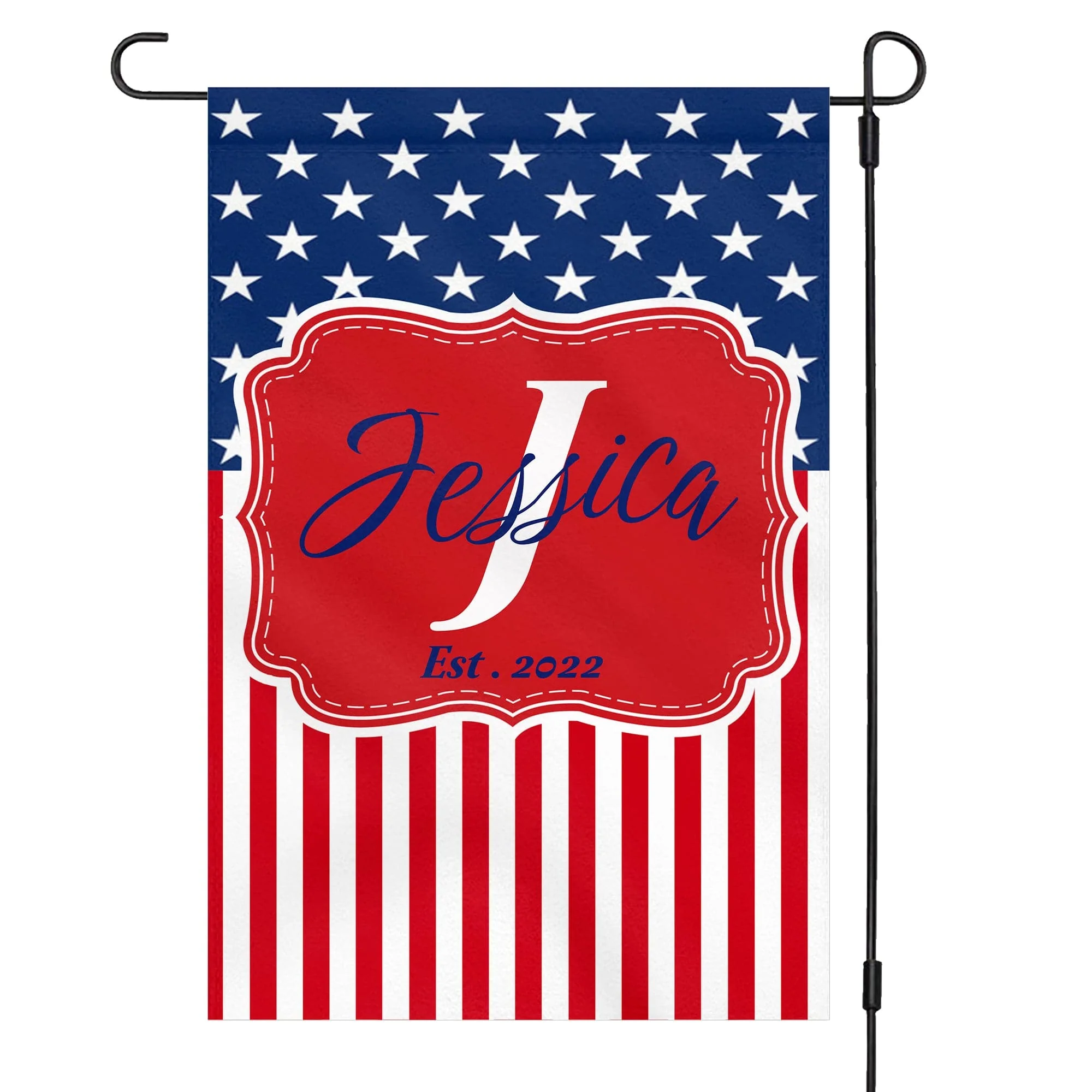 Red White and Blue Patriotic Flag 4th Of July Custom Garden Flag H377