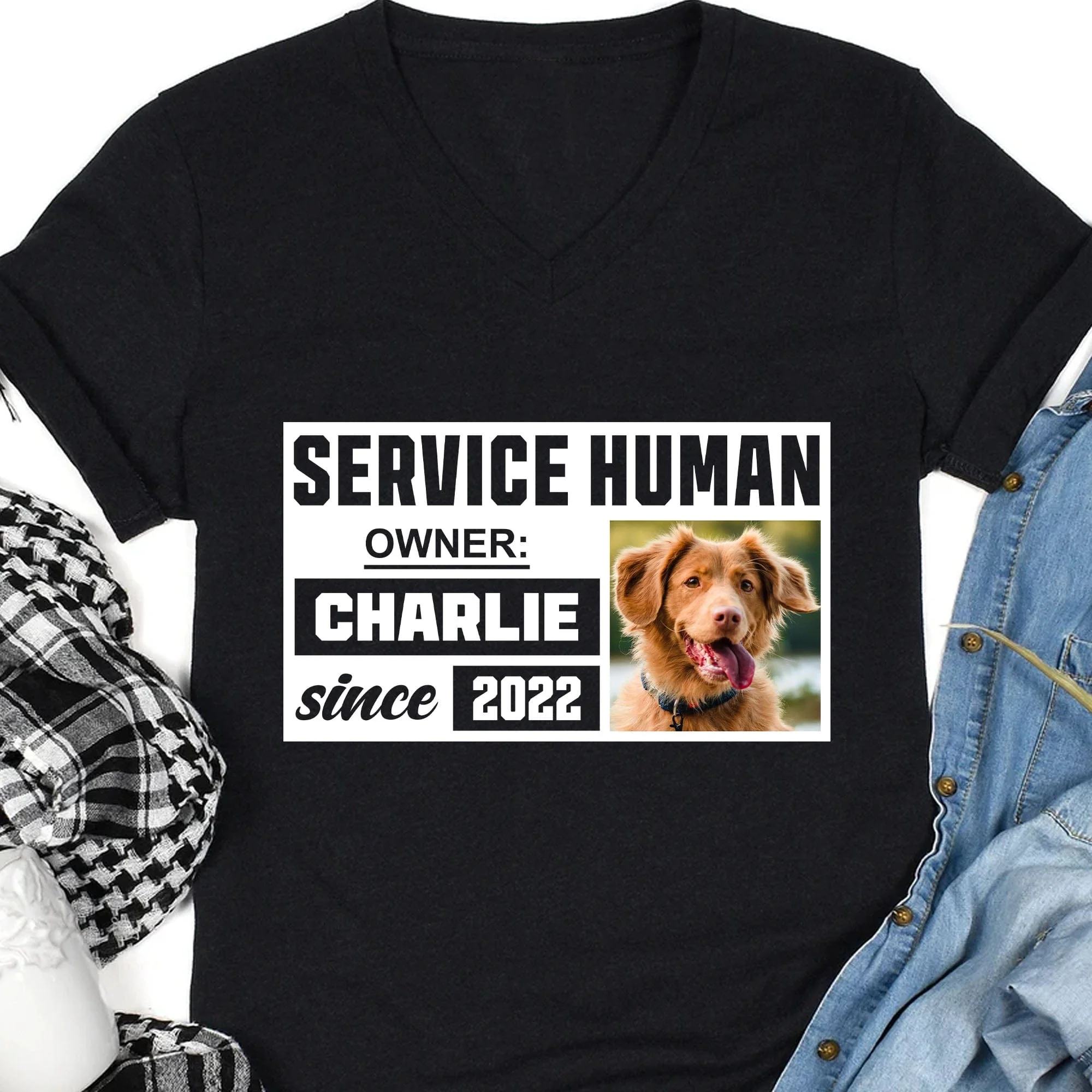 Service Human Since Personalized Custom Photo Dog Shirt C492 - Image 6