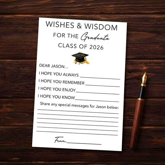Set of 12 Graduation Class of 2026 Wishes Cards, Graduation Party Favors, Wisdom Cards, Grad Party Decor CH07 911342 - Image 2