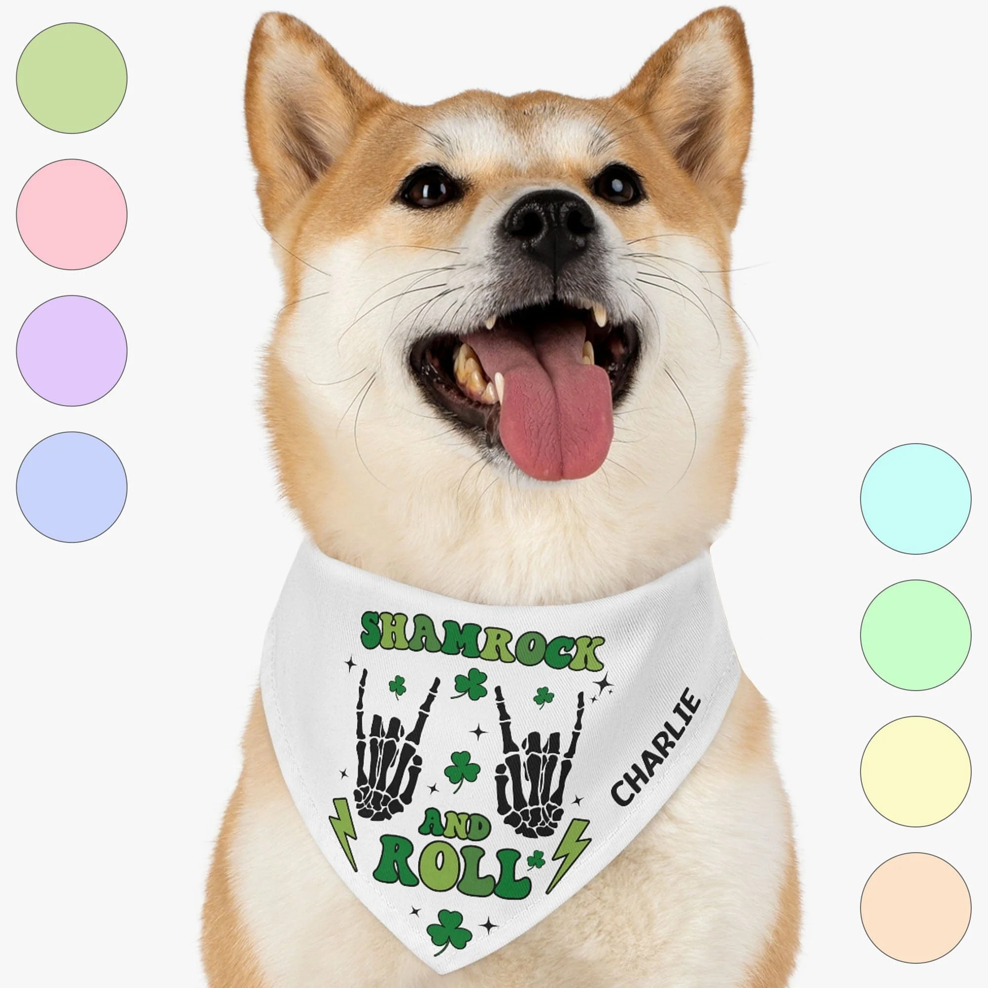 Shamrock And Roll St. Patrick's Day Bandana Personalized Dog Cat Pet Bandana C619