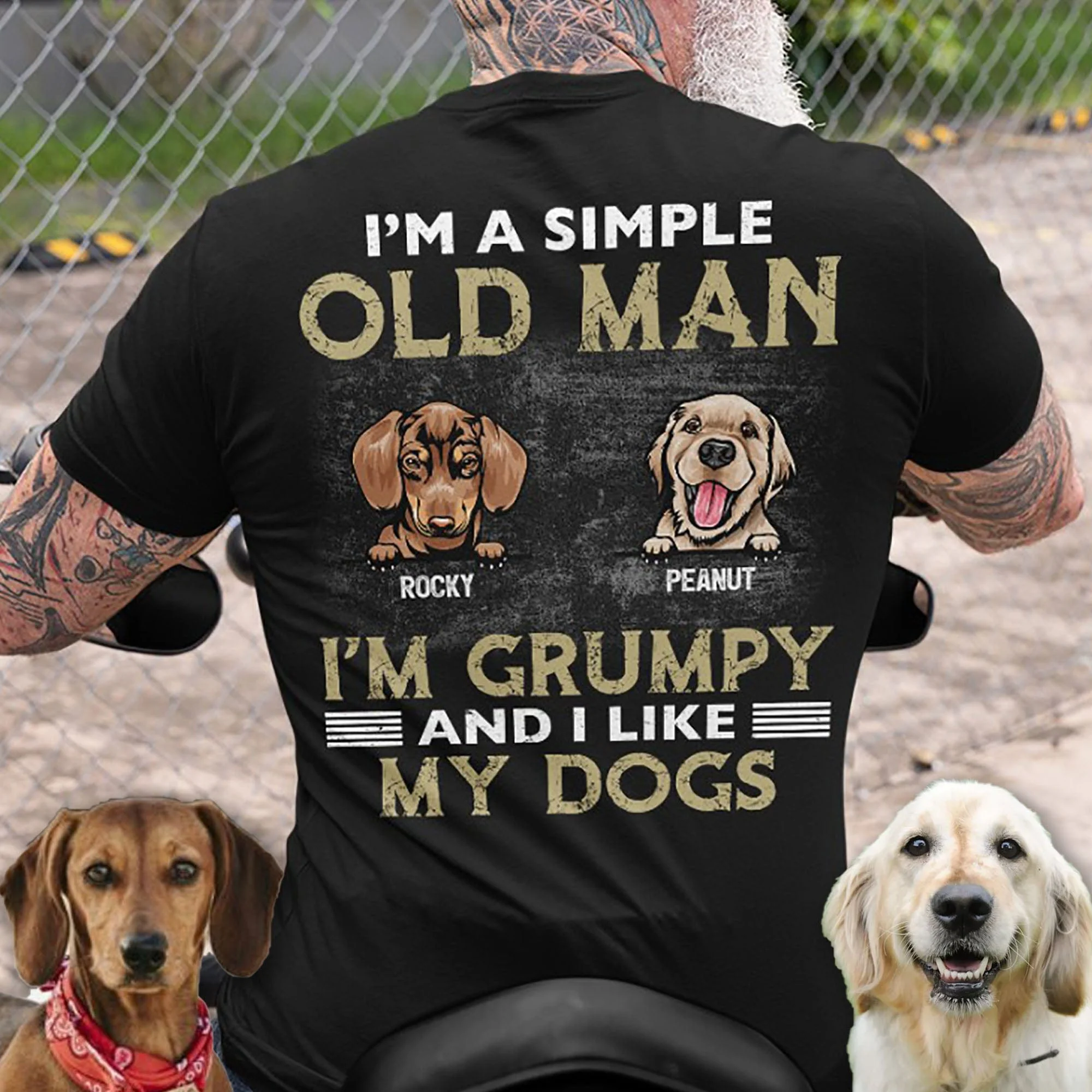 Simple Old Man Like Dogs Personalized Custom Dog Backside Shirt C443 890757