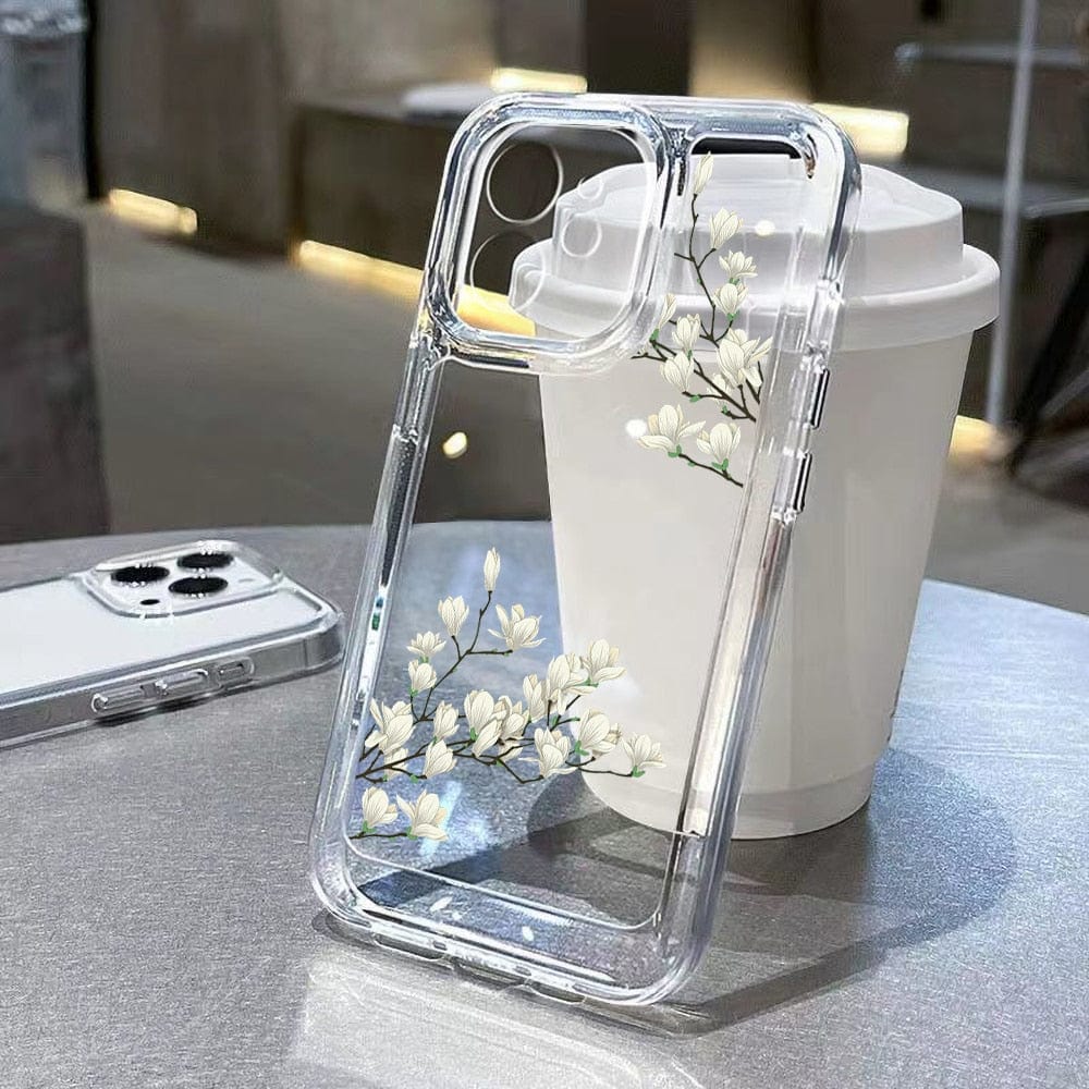 Butterfly Flower Cover Soft Clear Phone Case For iPhone