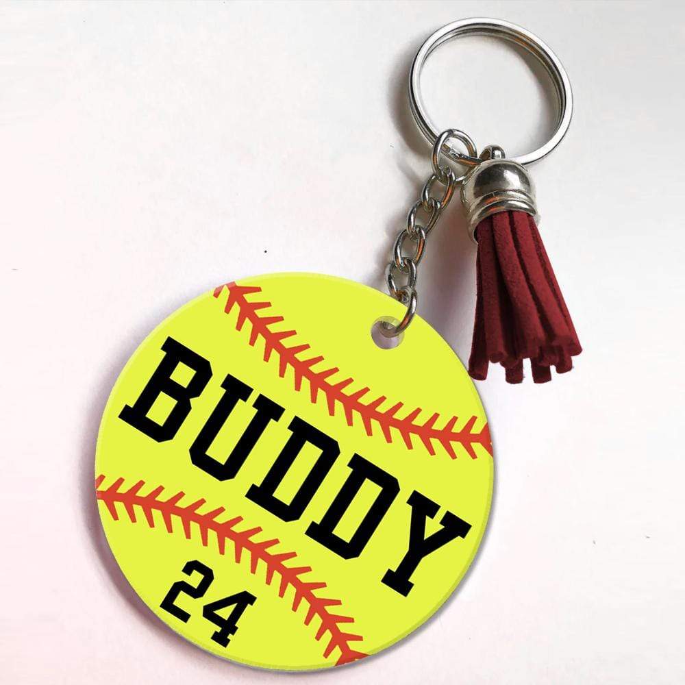 Softball Acrylic Keychain, Custom Name Keychain, HN590 - Image 2