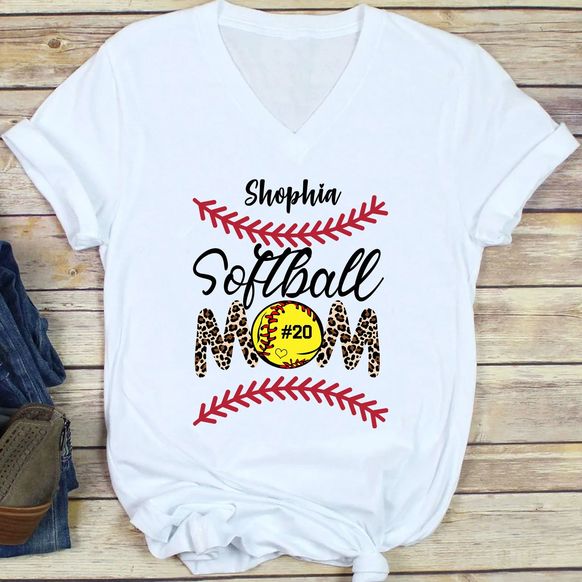 Softball Mom Shirt Personalized Custom Softball Shirt H498 - Image 5