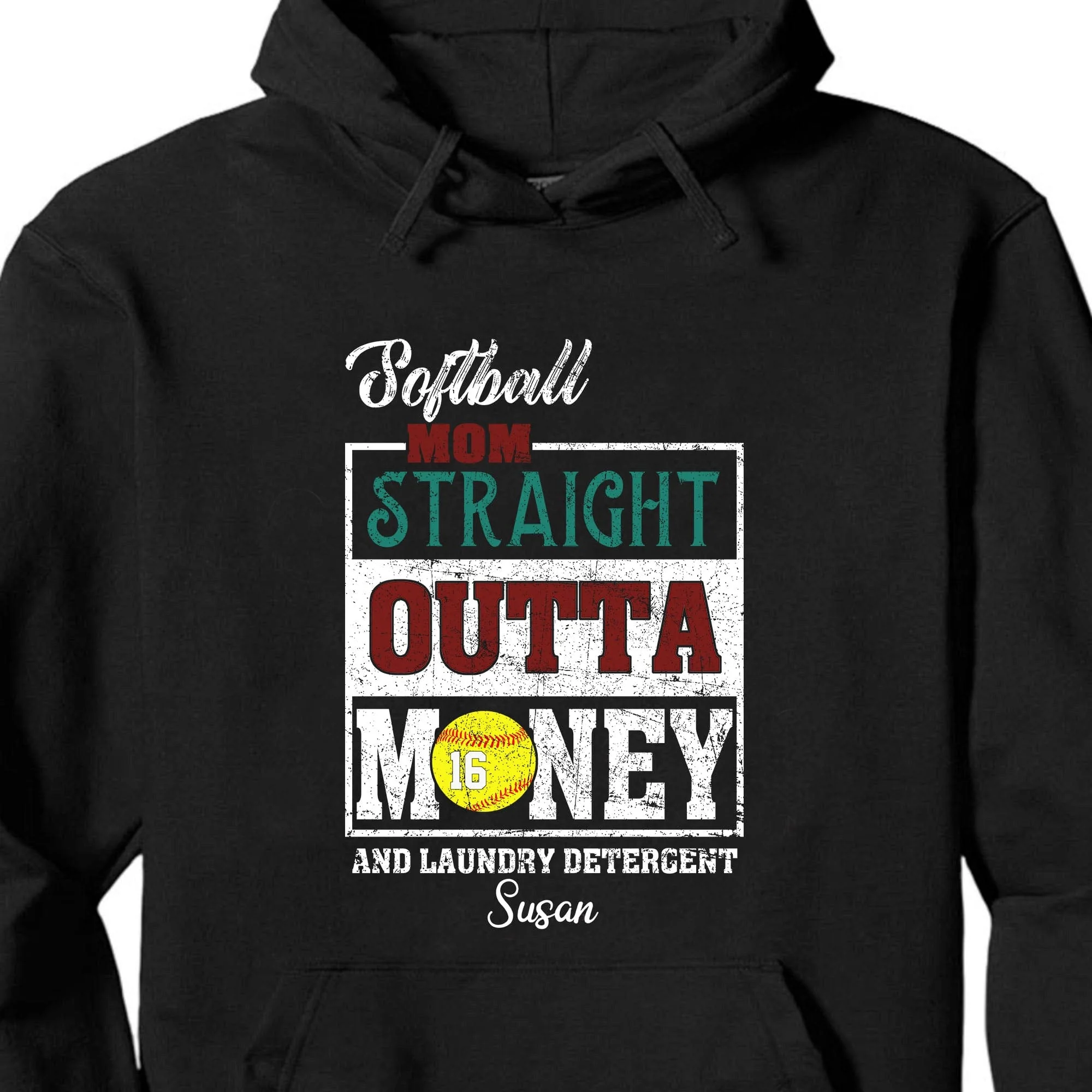 Softball Mom Straight Outta Personalized Custom Softball Shirt H518 - Image 3