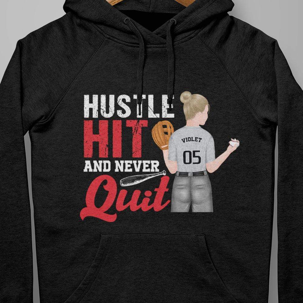 Softball Shirt, Hustle Hit And Never Quit, Softball Girl Shirt - Image 3