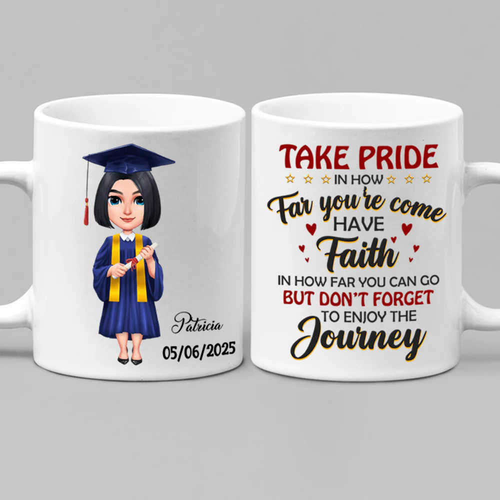 Take Pride Congrats Grad Graduation mug, Custom Chibi ClipArt  HN590 - Image 2