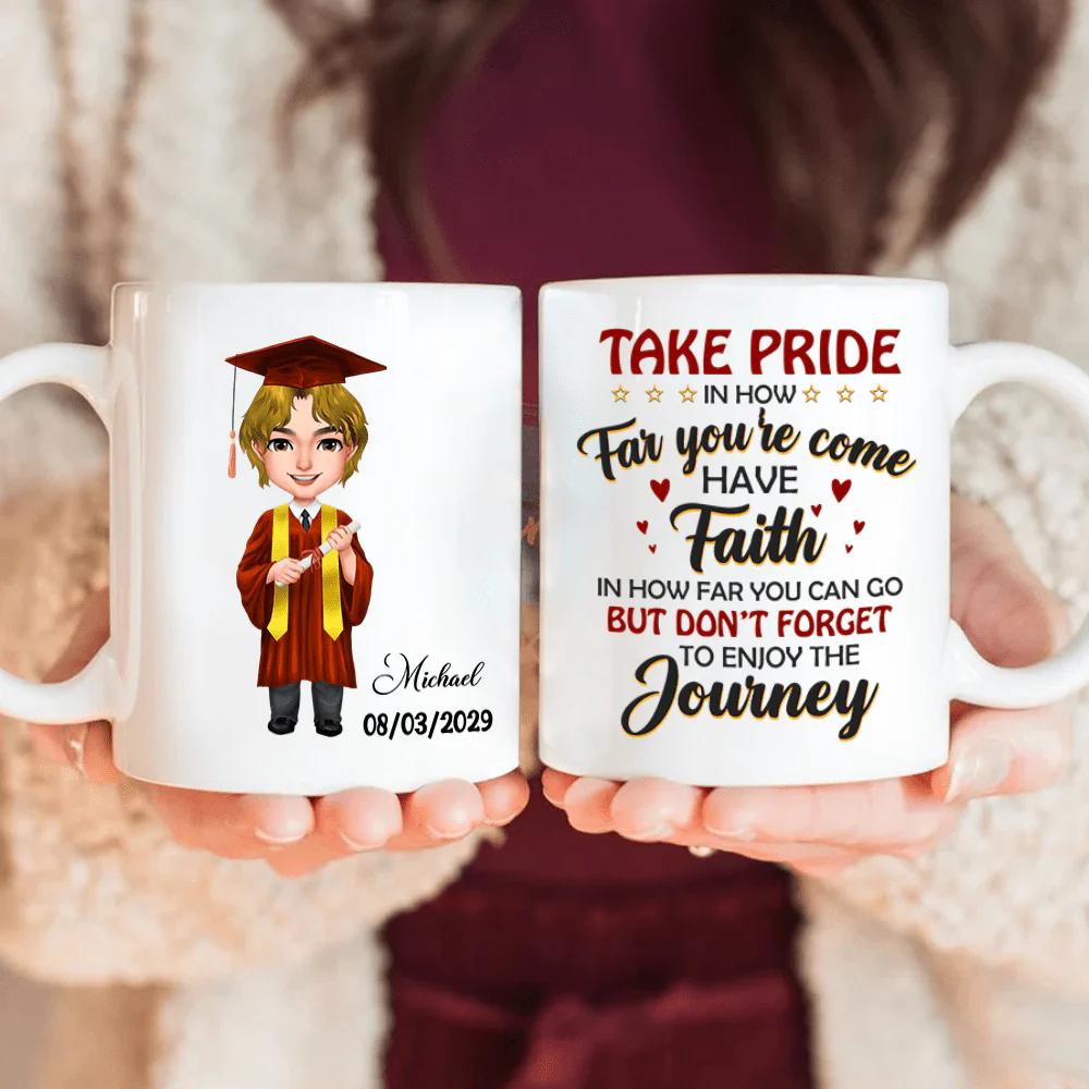 Take Pride Congrats Grad Graduation mug, Custom Chibi ClipArt  HN590 - Image 3