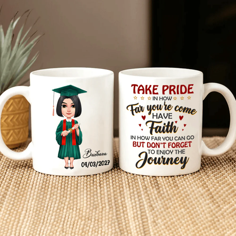 Take Pride Congrats Grad Graduation mug, Custom Chibi ClipArt  HN590 - Image 4