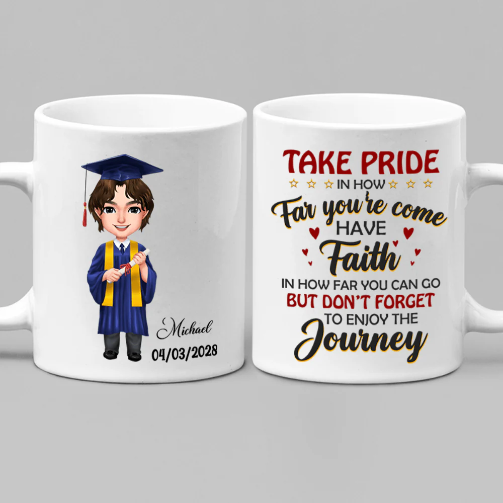 Take Pride Congrats Grad Graduation mug, Custom Chibi ClipArt  HN590 - Image 7