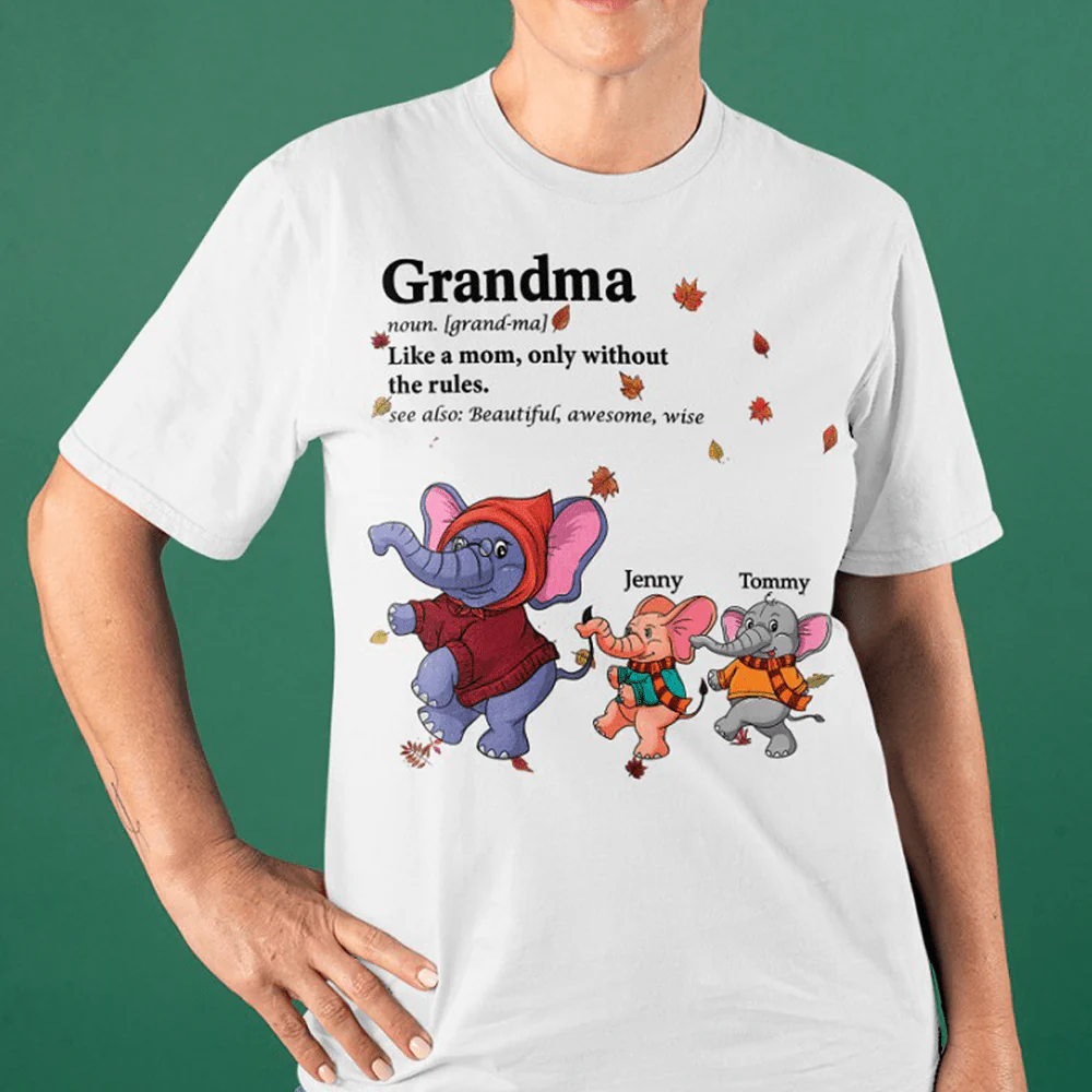 Grandma Awesome And Kids Elephant Family Shirt - Image 2