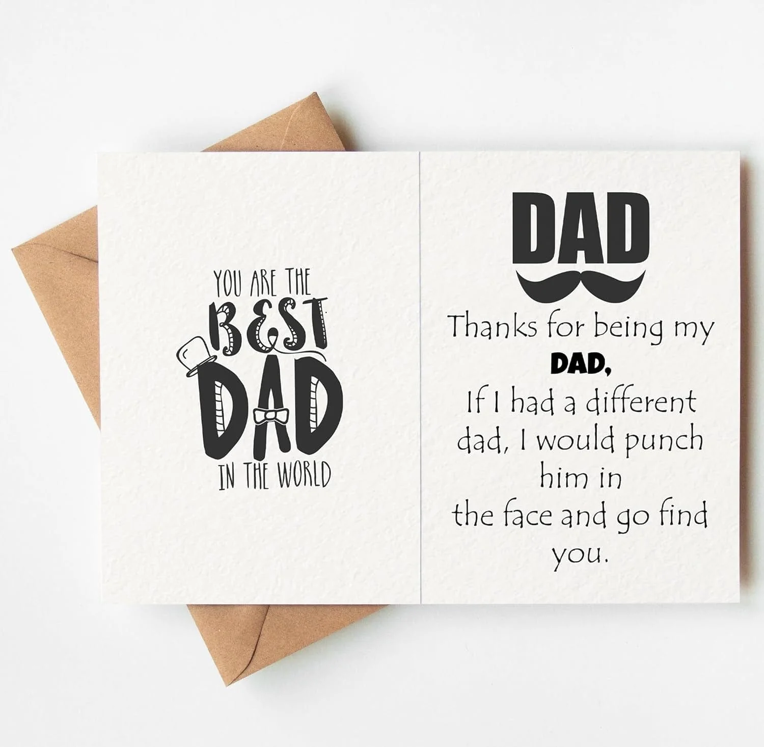 Thanks for Being My DAD Card - Fathers Day Card from Son, Daughter, Kids, Birthday Card - Size 5X7 Inch Folded Card Include Envelope, Sticker - Blank inside - Funny, Unique & Romantic Card - Image 2