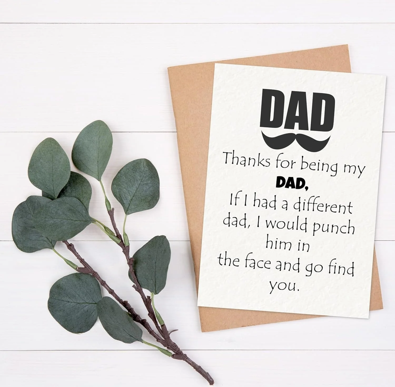 Thanks for Being My DAD Card - Fathers Day Card from Son, Daughter, Kids, Birthday Card - Size 5X7 Inch Folded Card Include Envelope, Sticker - Blank inside - Funny, Unique & Romantic Card - Image 3