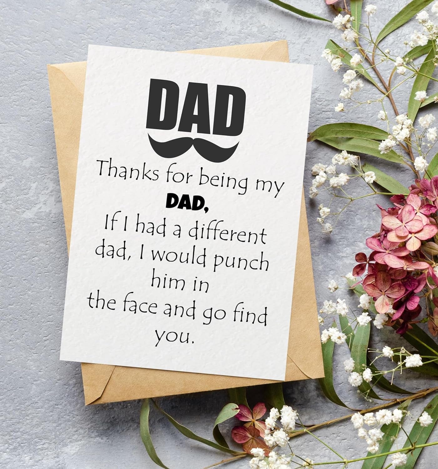 Thanks for Being My DAD Card - Fathers Day Card from Son, Daughter, Kids, Birthday Card - Size 5X7 Inch Folded Card Include Envelope, Sticker - Blank inside - Funny, Unique & Romantic Card - Image 4