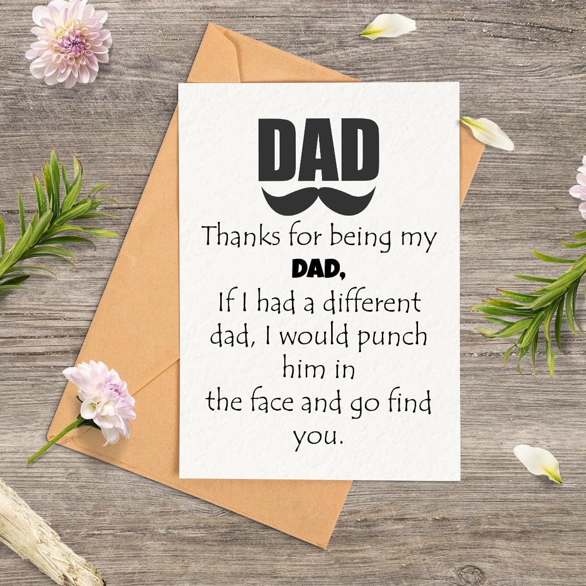 Thanks for Being My DAD Card - Fathers Day Card from Son, Daughter, Kids, Birthday Card - Size 5X7 Inch Folded Card Include Envelope, Sticker - Blank inside - Funny, Unique & Romantic Card - Image 5