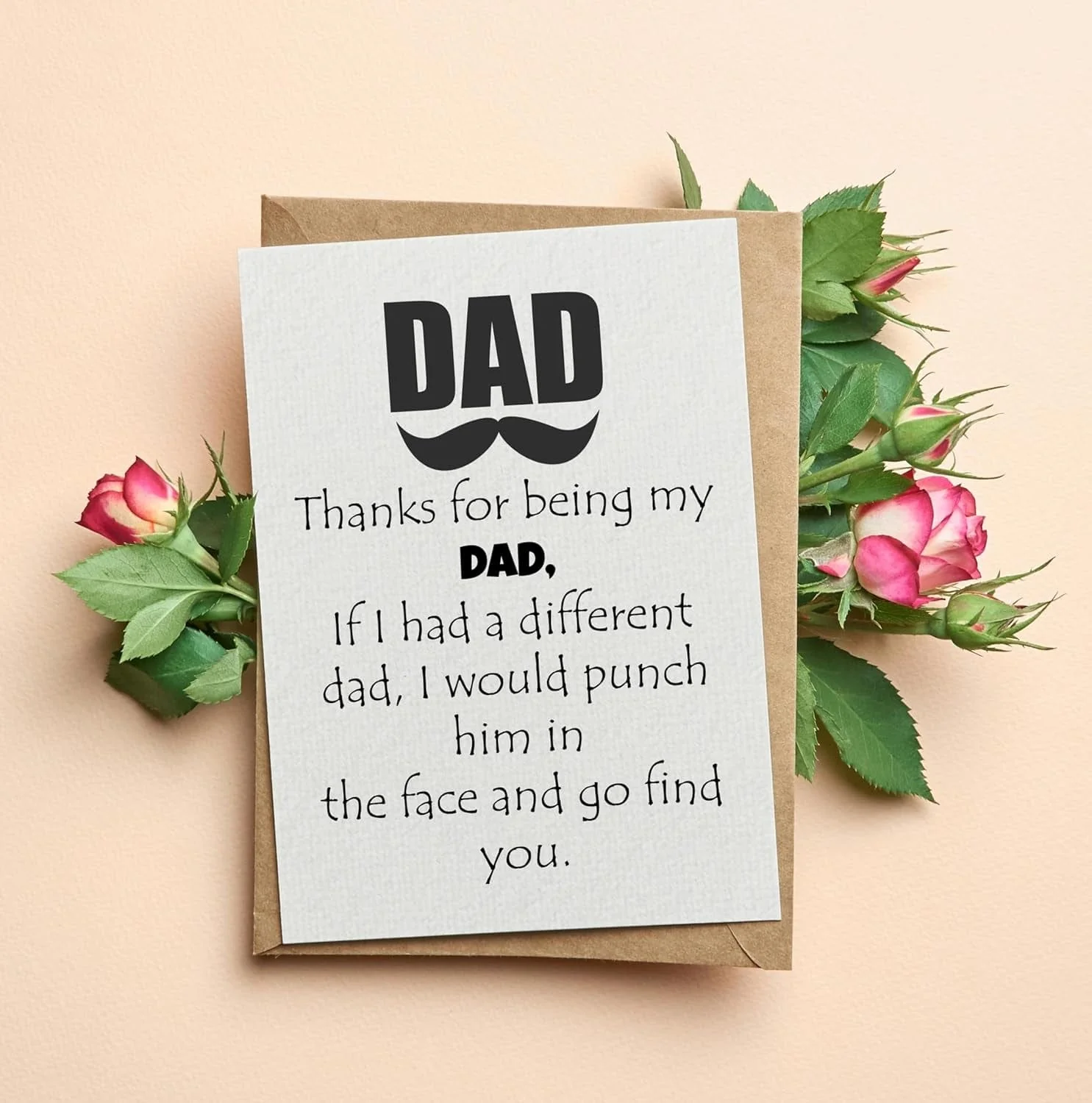 Thanks for Being My DAD Card - Fathers Day Card from Son, Daughter, Kids, Birthday Card - Size 5X7 Inch Folded Card Include Envelope, Sticker - Blank inside - Funny, Unique & Romantic Card - Image 7