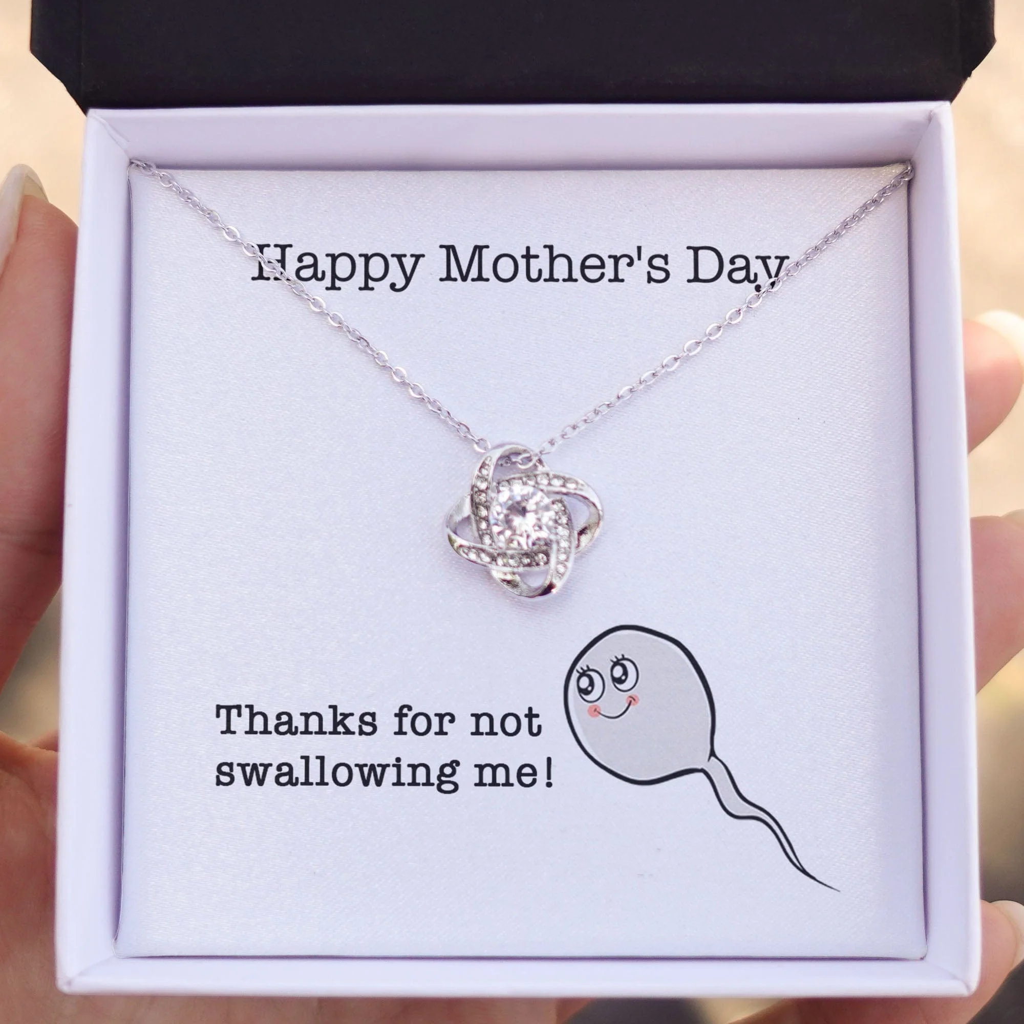 Thanks For Not Swallowing Me Personalized Funny Mother's Message Card Necklace C266