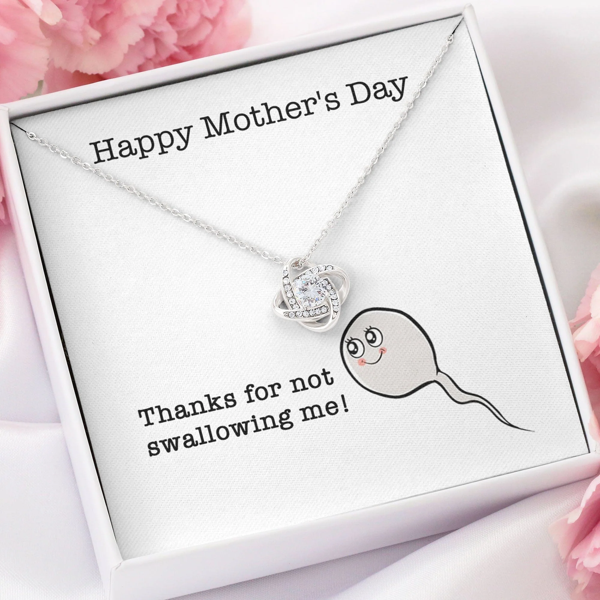 Thanks For Not Swallowing Me Personalized Funny Mother's Message Card Necklace C266 - Image 2
