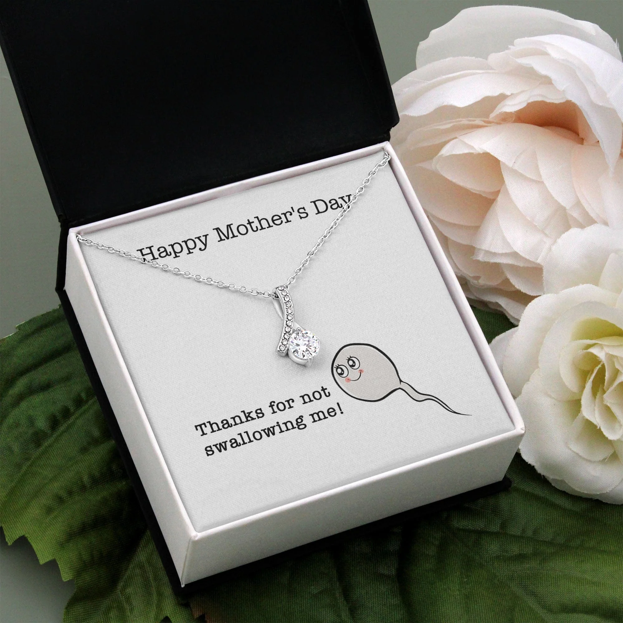 Thanks For Not Swallowing Me Personalized Funny Mother's Message Card Necklace C266 - Image 5