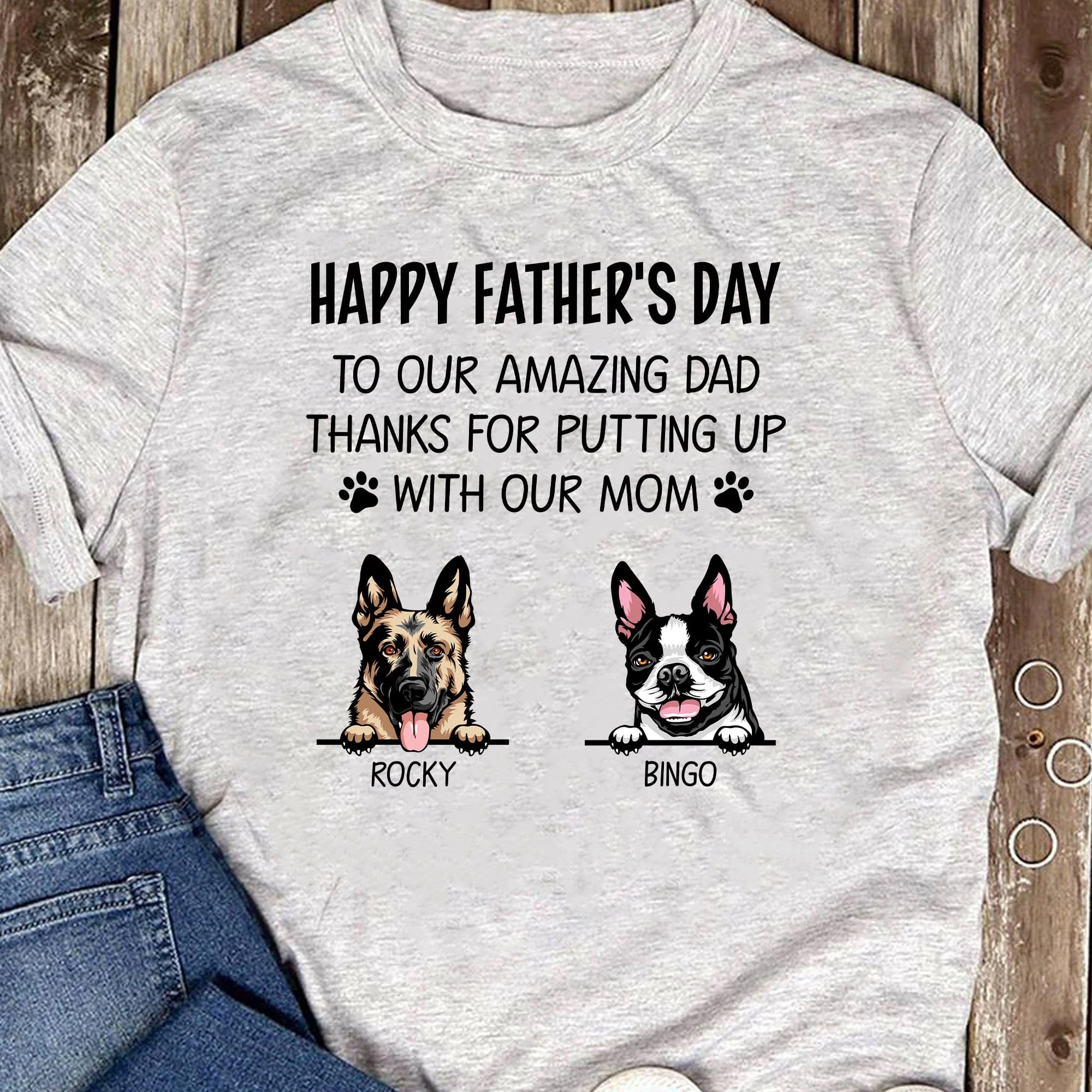 Thanks For Putting Up With My Mom Personalized Custom Dog Dad Bright Shirt C349 - Image 3