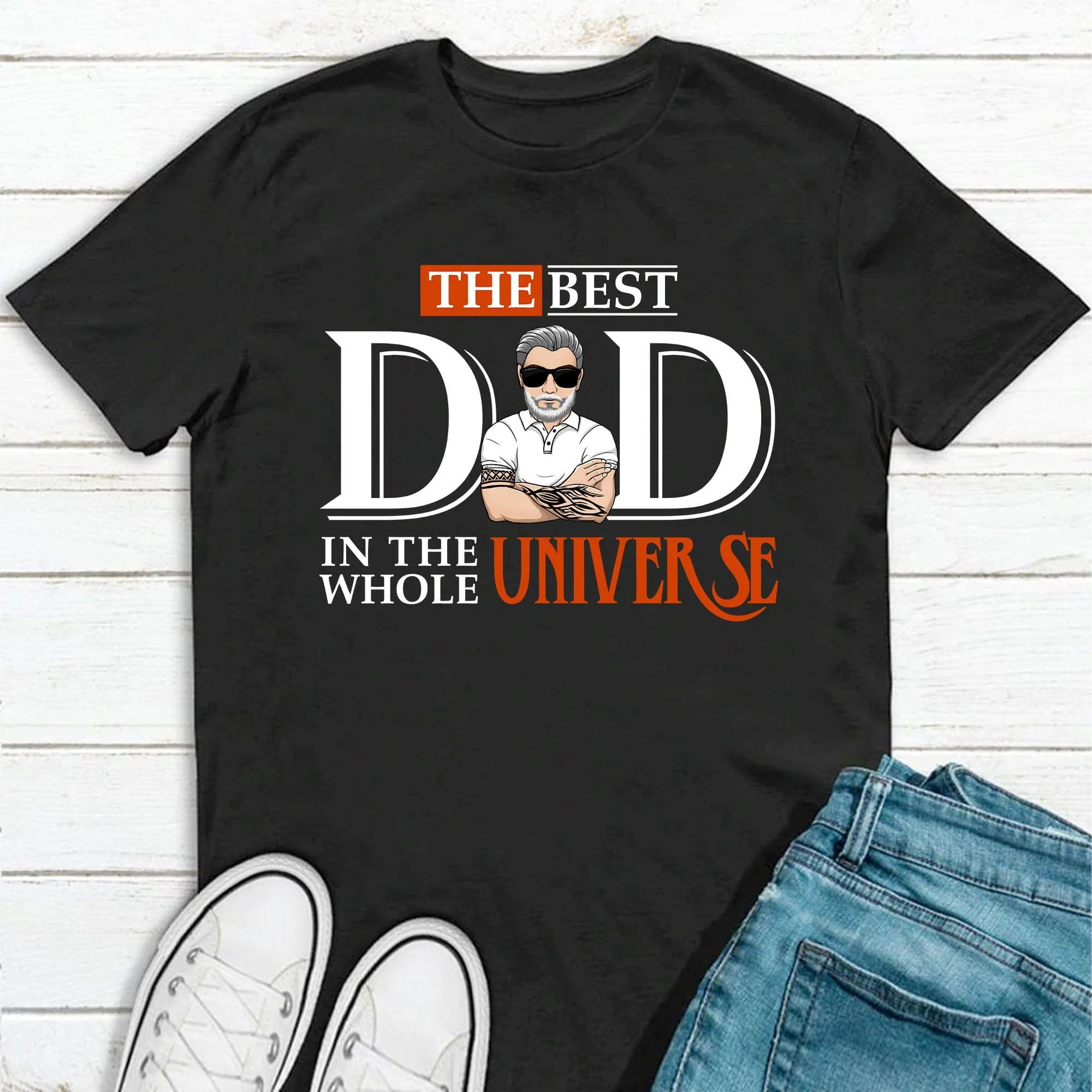 The Best Dad In The Whole Universe Personalized Custom Father's Day Birthday Dark Shirt C335 - Image 4