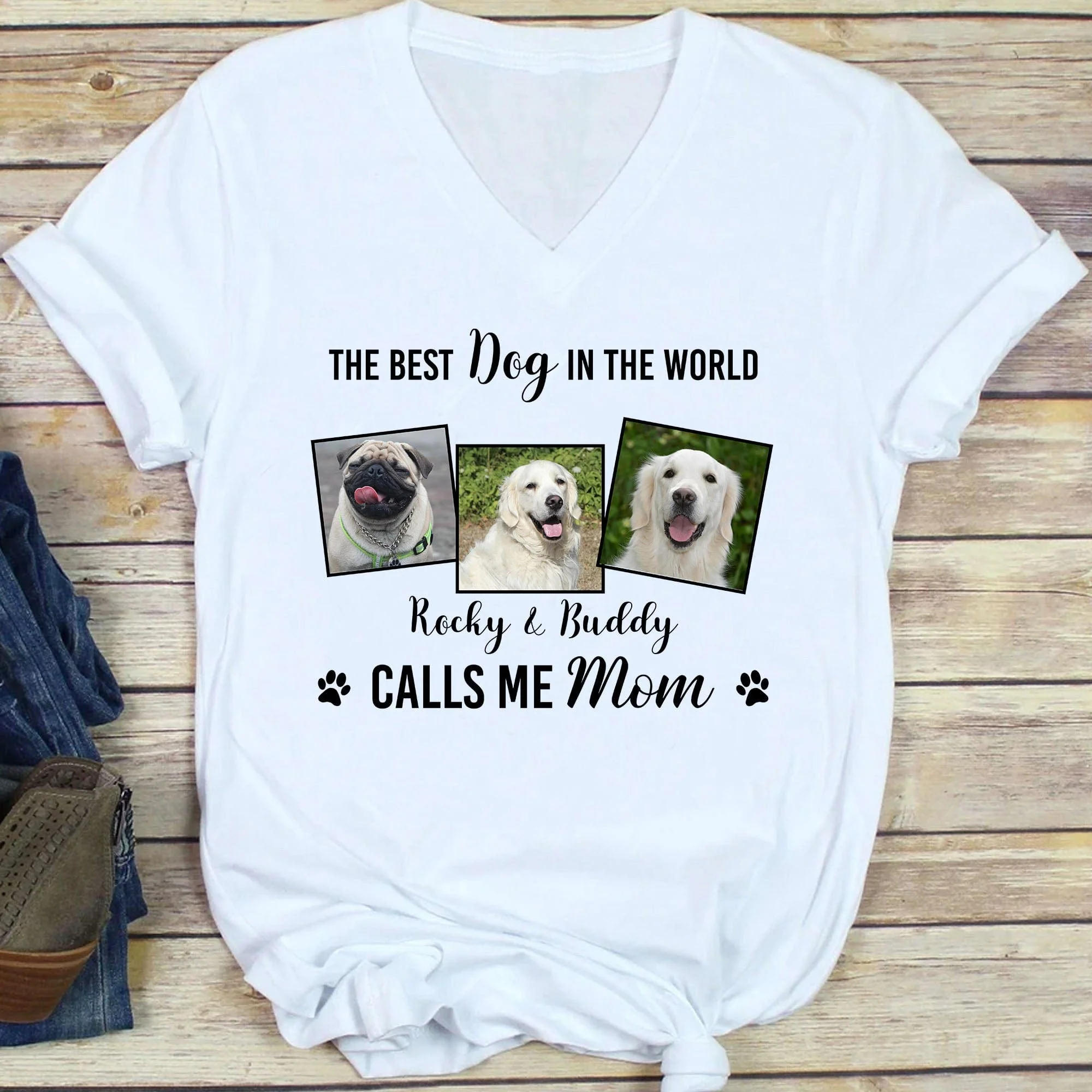 The Best Dog In The World Call Me Mom Personalized Custom Dog Photo Shirt H479 - Image 5