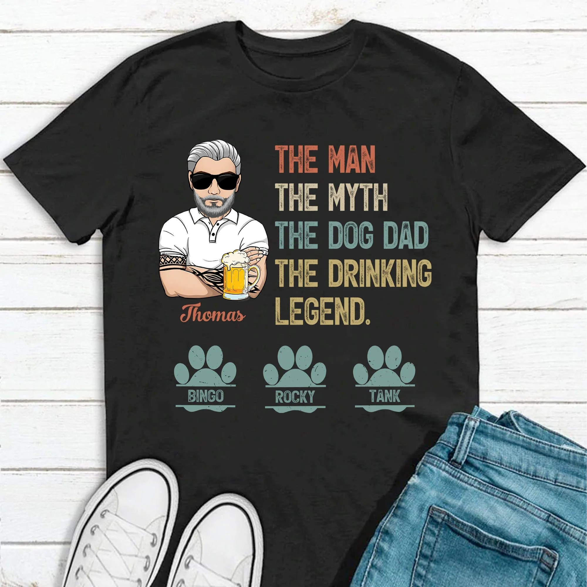 The Dog Dad The Drinking Legend Personalized Custom Dog Dad Shirt C328 - Image 4