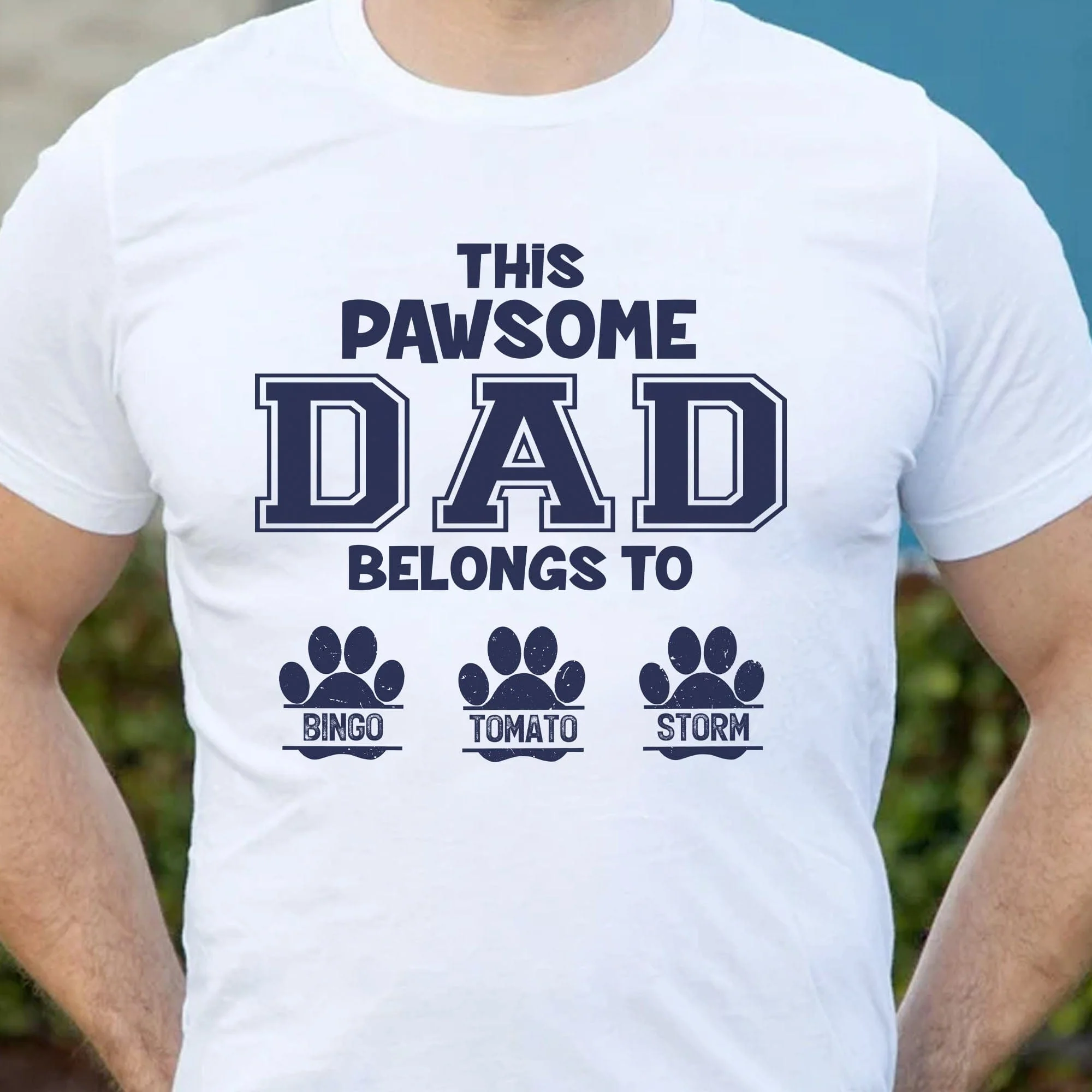 This Pawsome Dad Belongs To Personalized Custom Dog Dad Cat Pet Bright Shirt C305 - Image 3