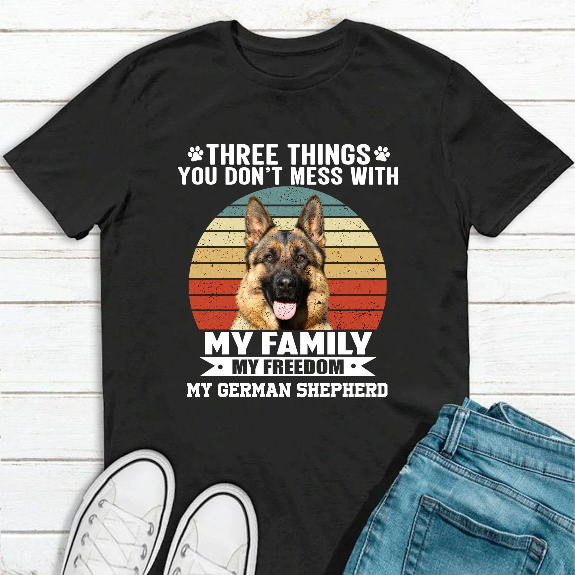 Three Things You Don't Mess With Vintage Retro Photo Shirt, Personalized Custom Photo Dog  Shirt H458 - Image 3