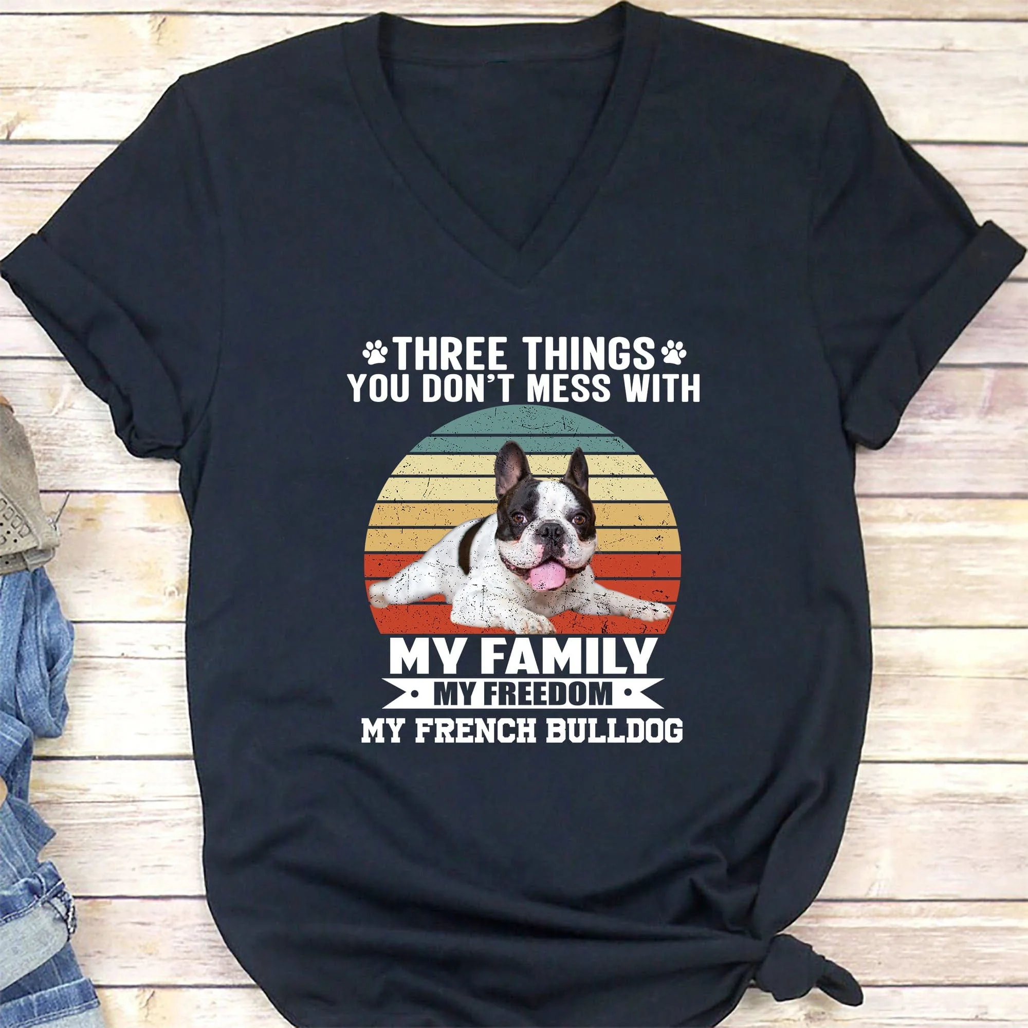 Three Things You Don't Mess With Vintage Retro Photo Shirt, Personalized Custom Photo Dog  Shirt H458 - Image 5