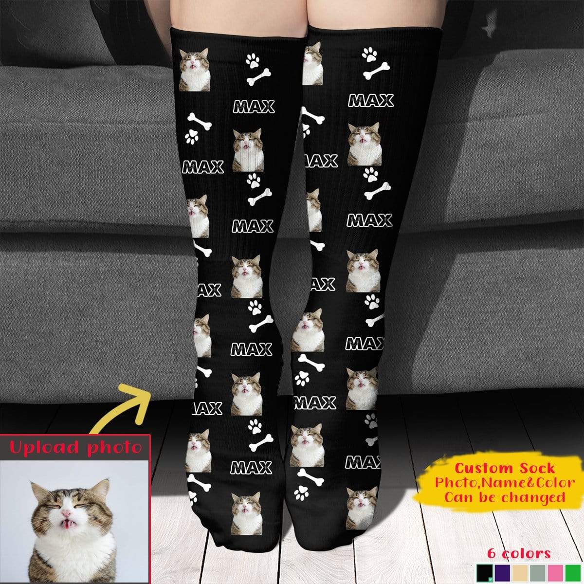 Custom Dog Cat Photo Socks, Personalized Gift For Dog Cat Lovers, SG02 - Image 4