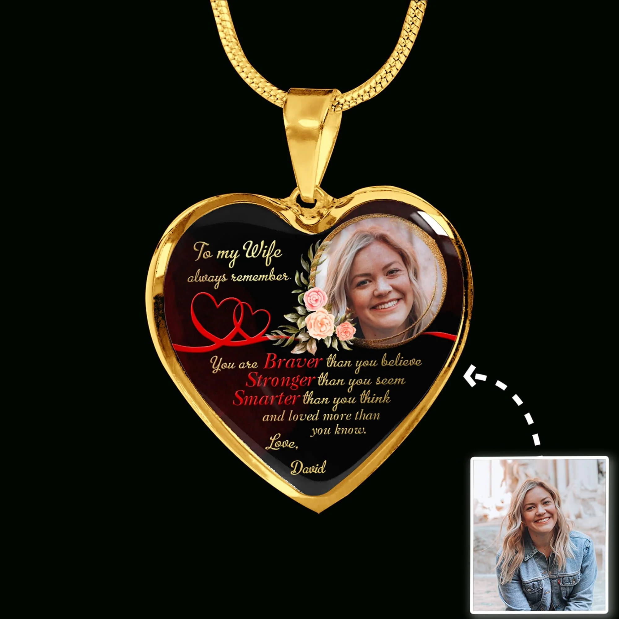 To My Wife Always Remember Custom Heart Necklace - Image 2
