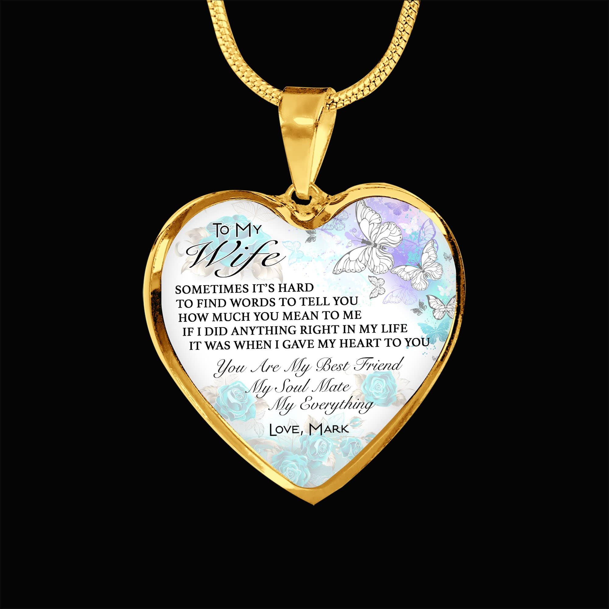 To My Wife Custom Heart Necklace - Image 2