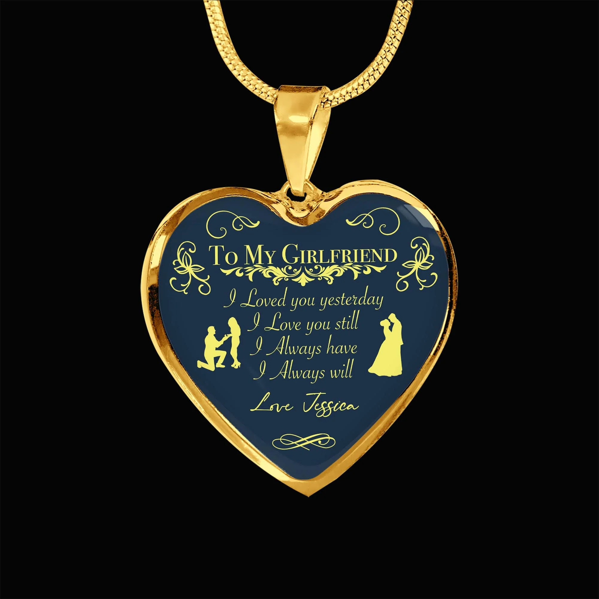 To My Wife Girlfriend Custom Heart Necklace - Image 2