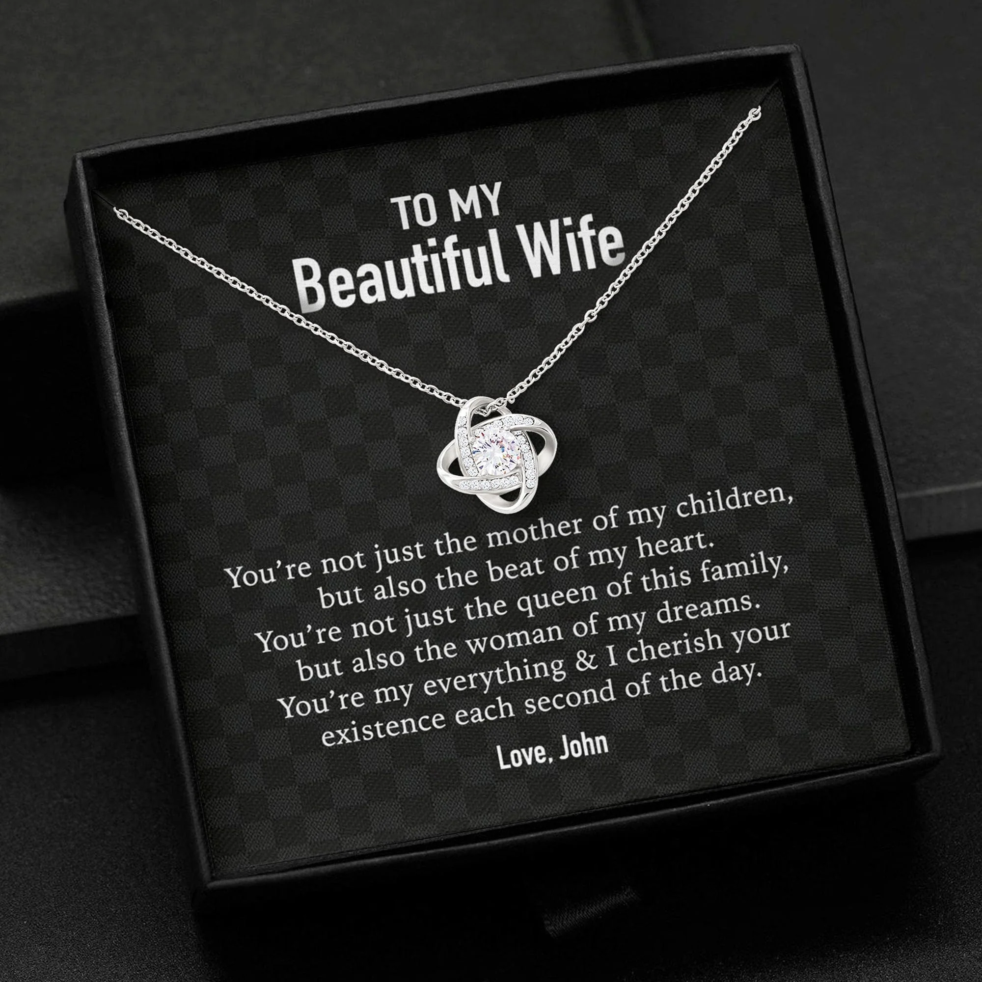 To My Wife Girlfriend Personalized Message Card Necklace T88
