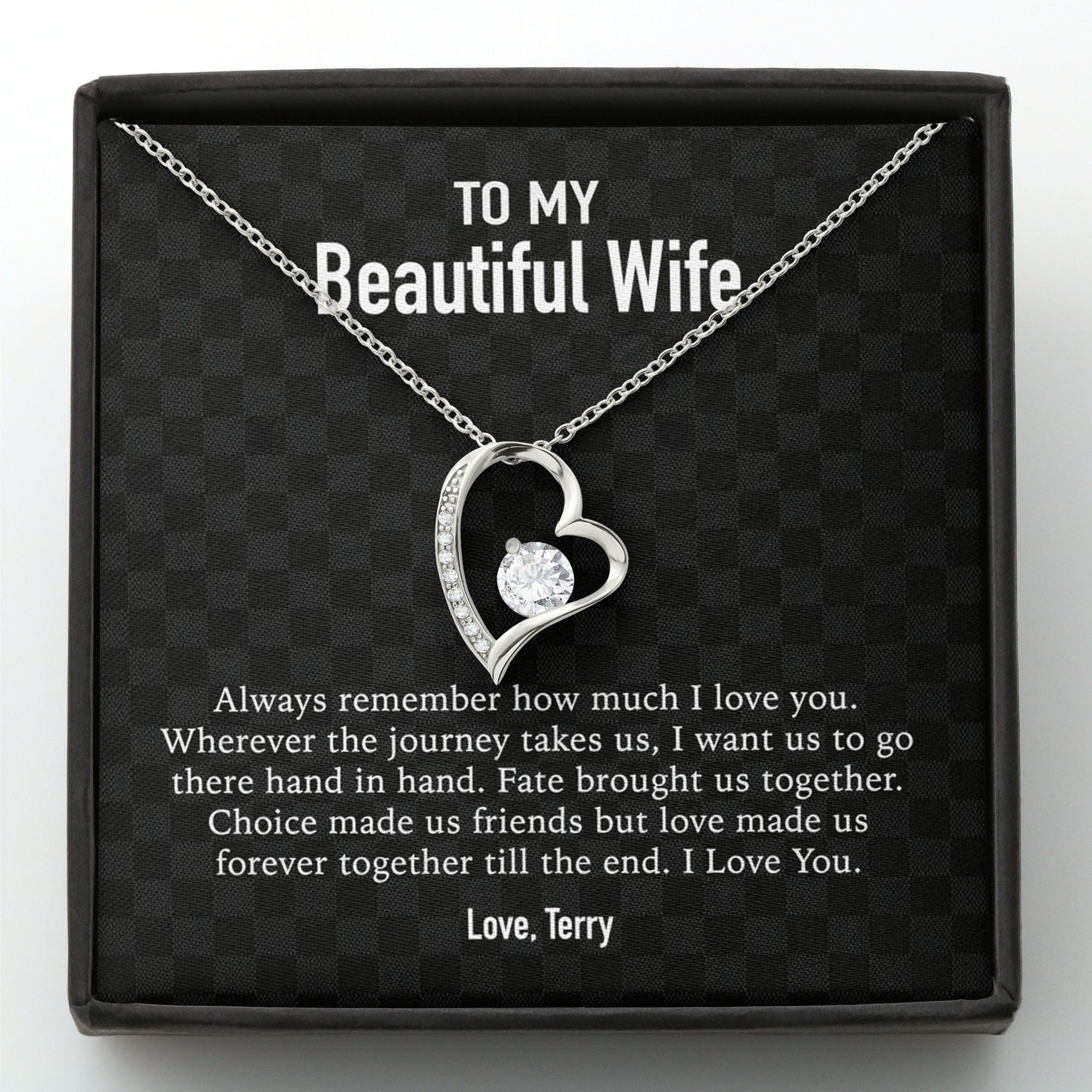 To My Wife Girlfriend Personalized Message Card Necklace T90 - Image 2