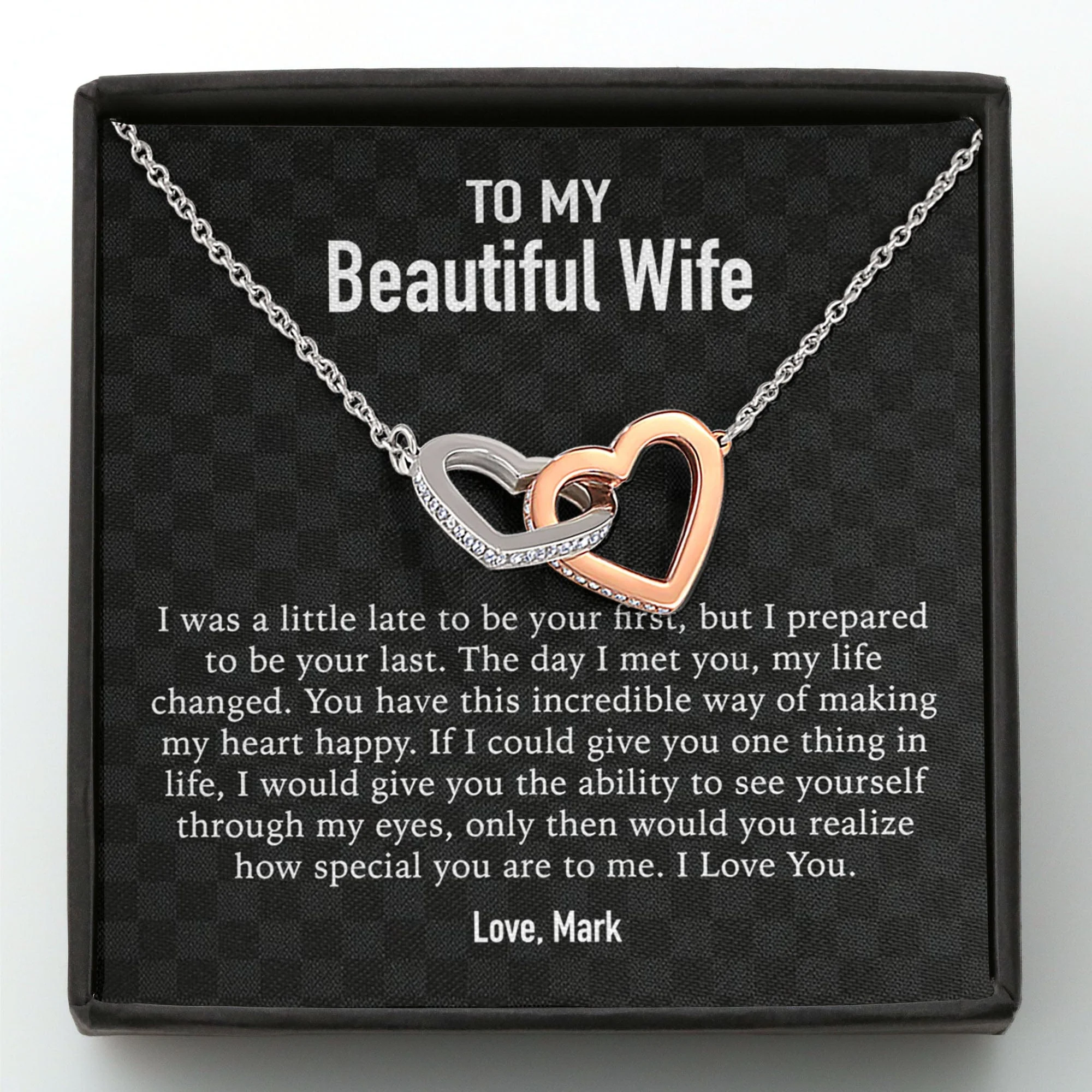 To My Wife Girlfriend Personalized Message Card Necklace T84 - Image 4