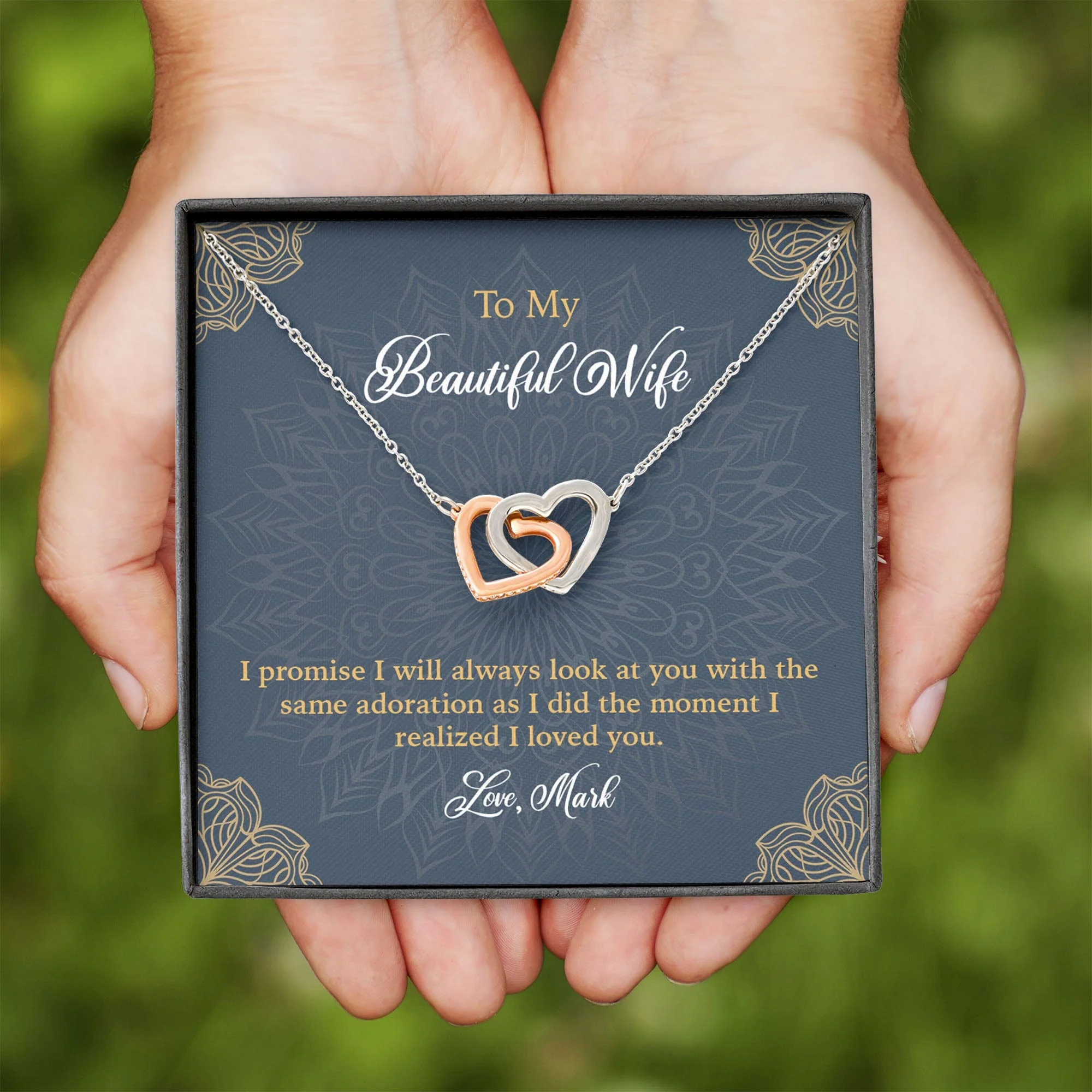 To My Wife Girlfriend Personalized Message Card Necklace T125 - Image 4
