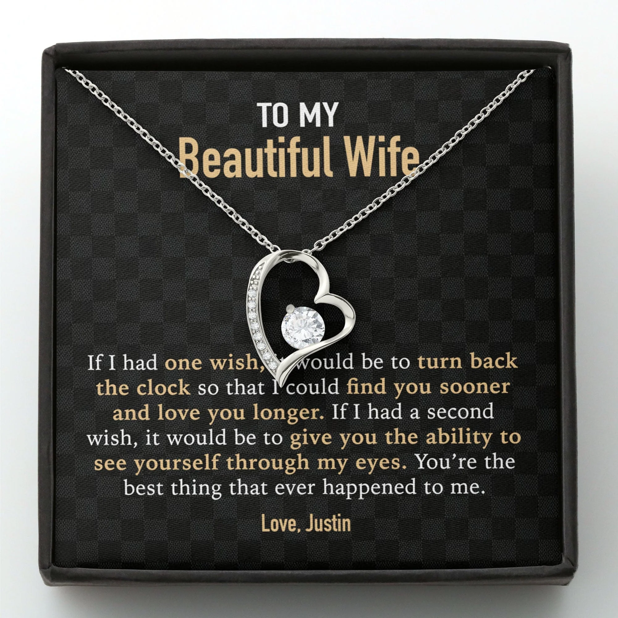 To My Wife Girlfriend Personalized Message Card Necklace T63 - Image 2