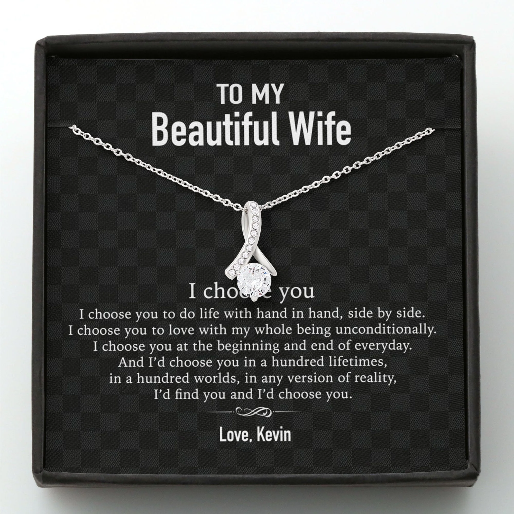 To My Wife Girlfriend Personalized Message Card Necklace T89 - Image 3