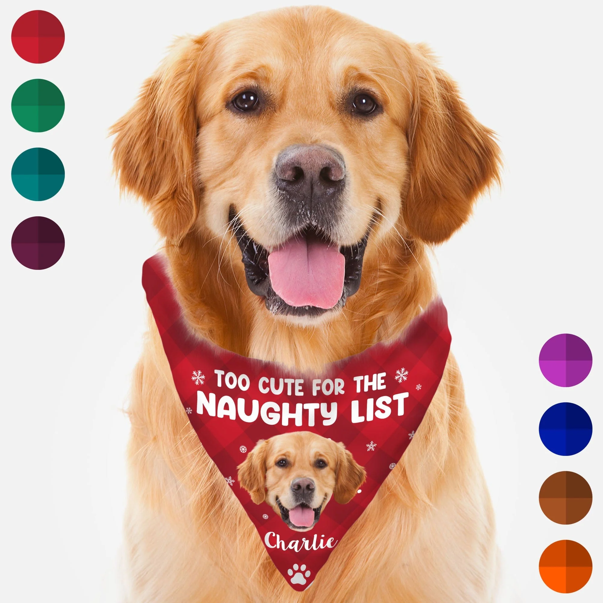 Too Cute For The Naughty List Personalized Custom Photo Dog Bandana C577