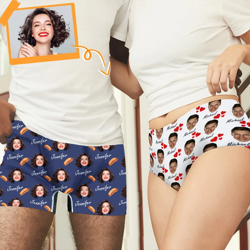 Underwear Personalized Upload Photo Portrait Underwear Couple N369 HN590 - Image 2