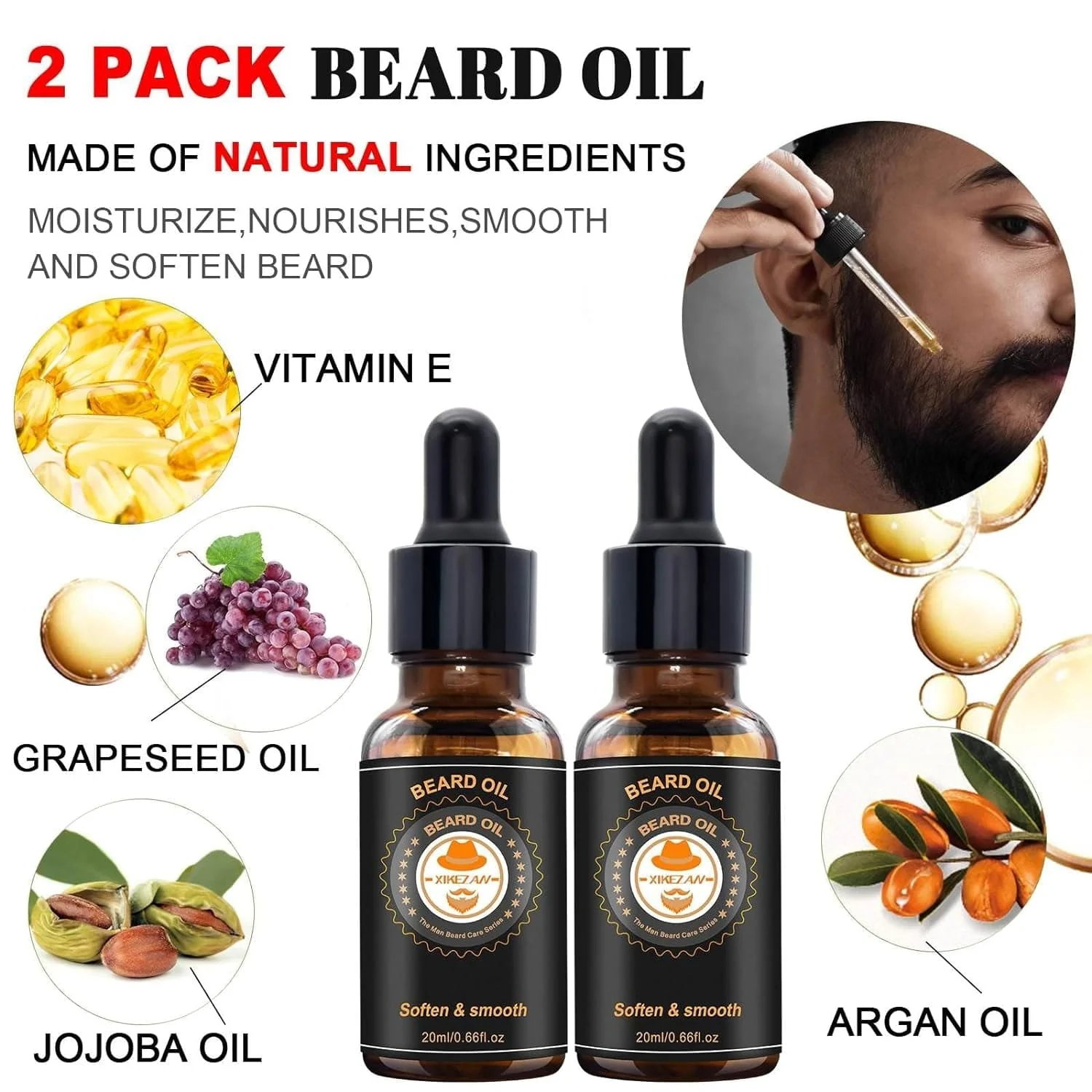 Upgraded Beard Grooming Kit W/Beard Conditioner,Beard Oil,Beard Balm,Beard Brush,Beard Wash,Beard Comb,Beard Scissor,Bag,E-Book,Beard Care Daddy Gifts for Men Him Dad Husband Boyfriend - Image 5