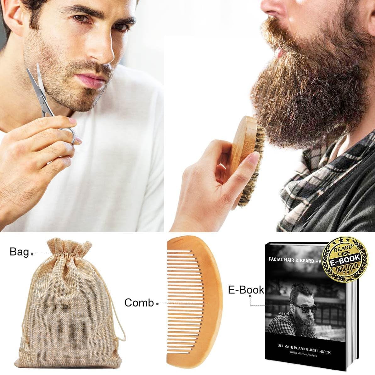 Upgraded Beard Grooming Kit W/Beard Conditioner,Beard Oil,Beard Balm,Beard Brush,Beard Wash,Beard Comb,Beard Scissor,Bag,E-Book,Beard Care Daddy Gifts for Men Him Dad Husband Boyfriend - Image 7