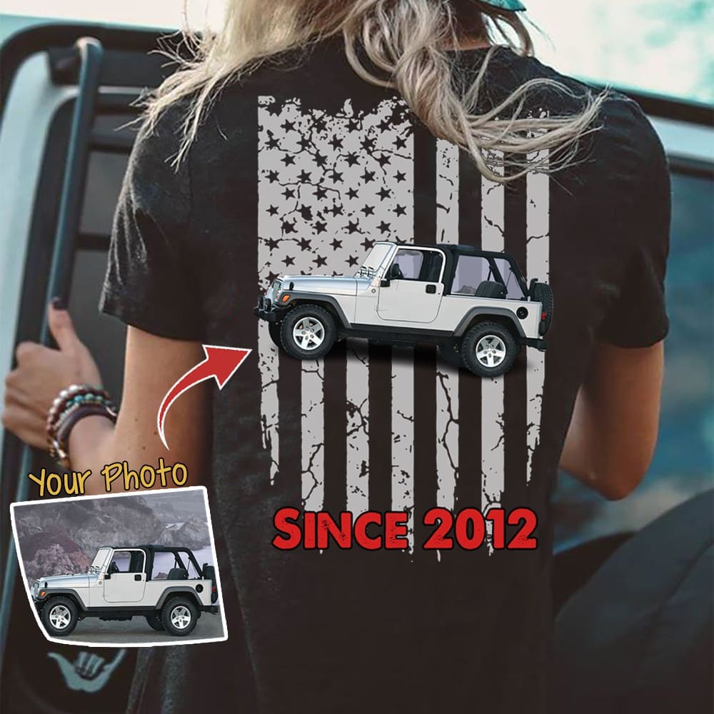 Upload Car Photo American flag shirt only back N304 HN590 - Image 3