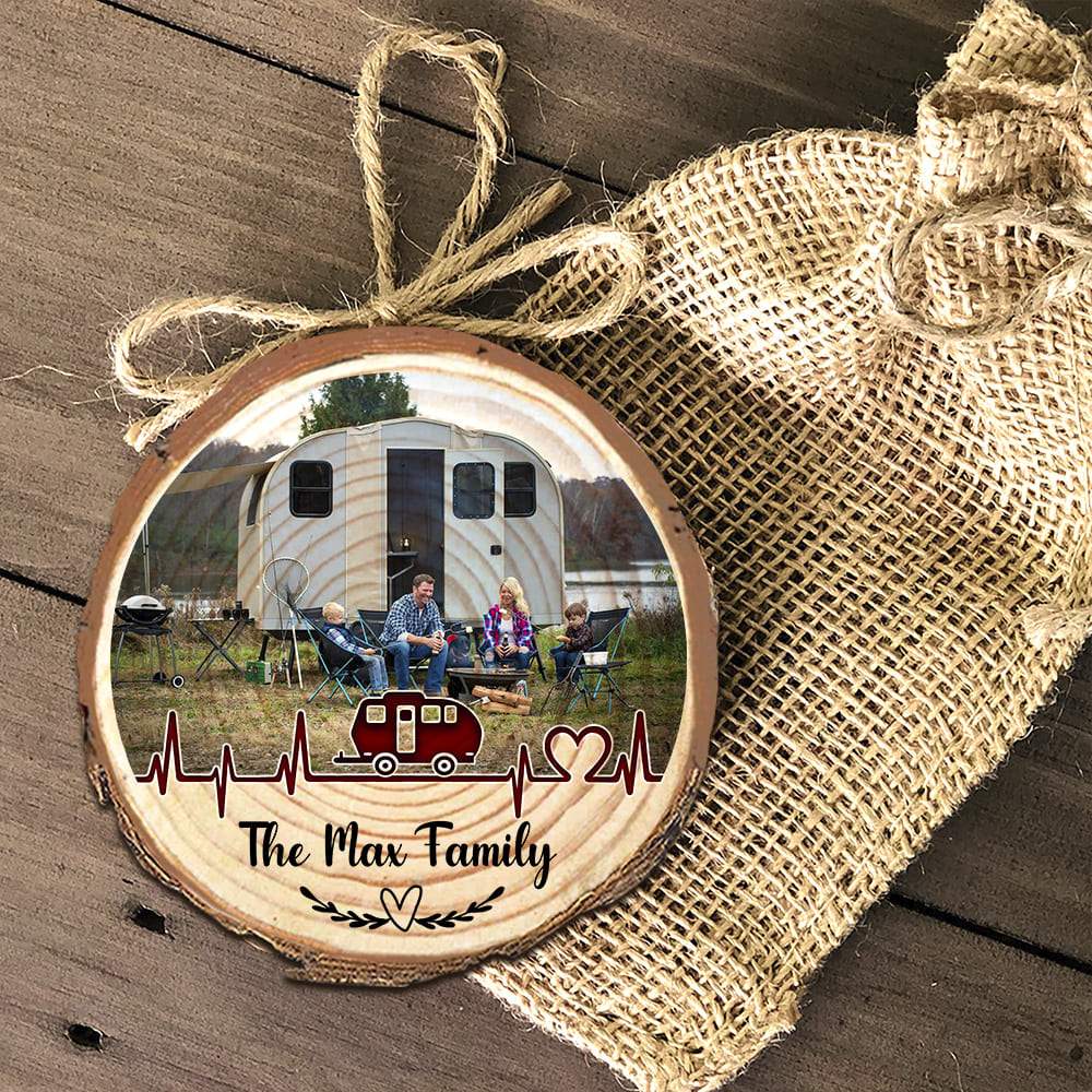 Upload photo Camping Ornament Wood Slice, Custom Rv Camping HN590 - Image 3