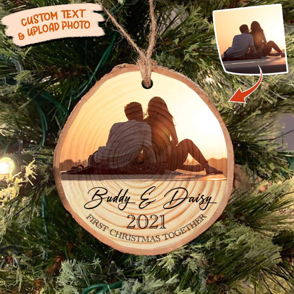 Upload photo Couple Ornament Wood Slice HN590 - Image 4